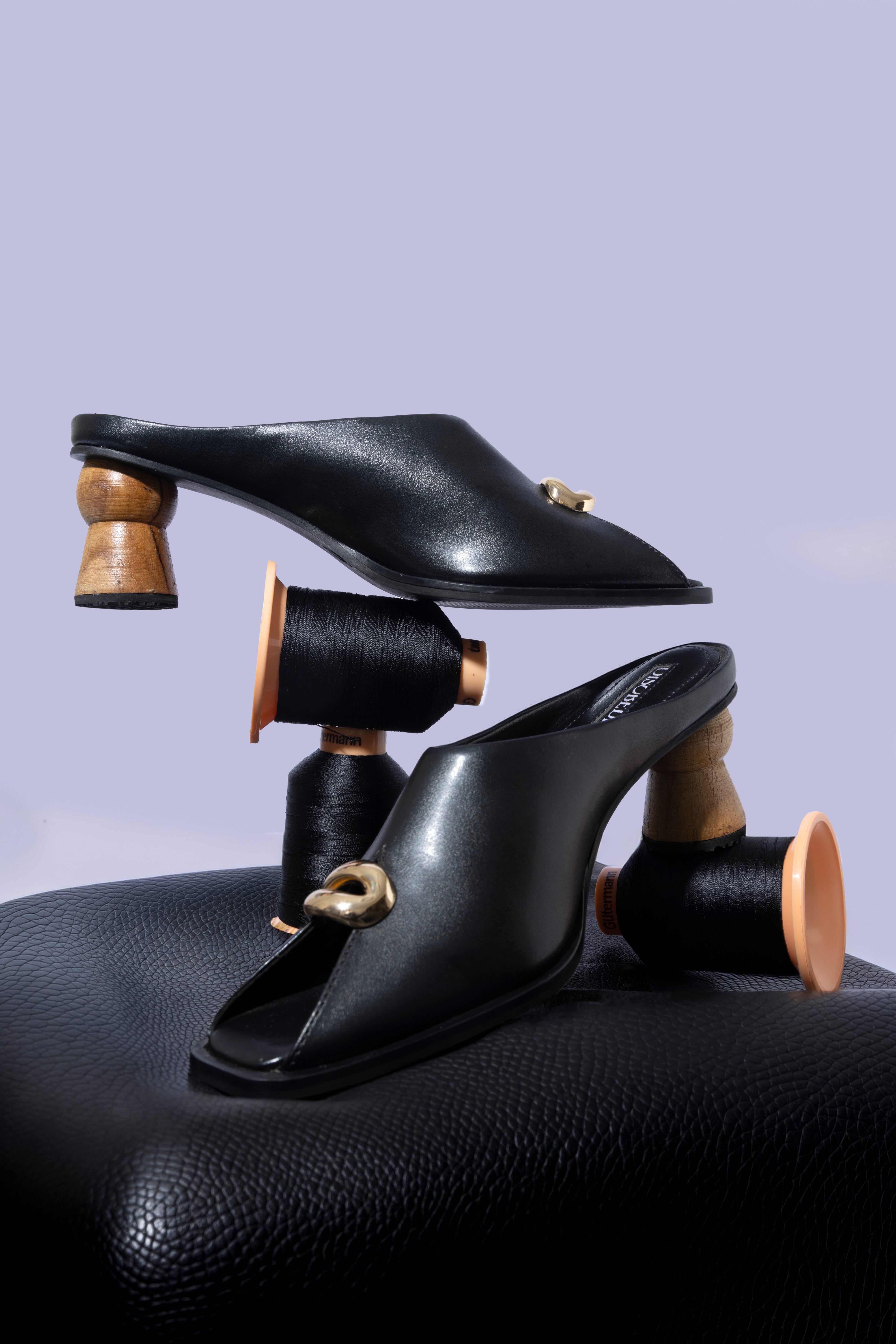 Peep-toe Mule Black