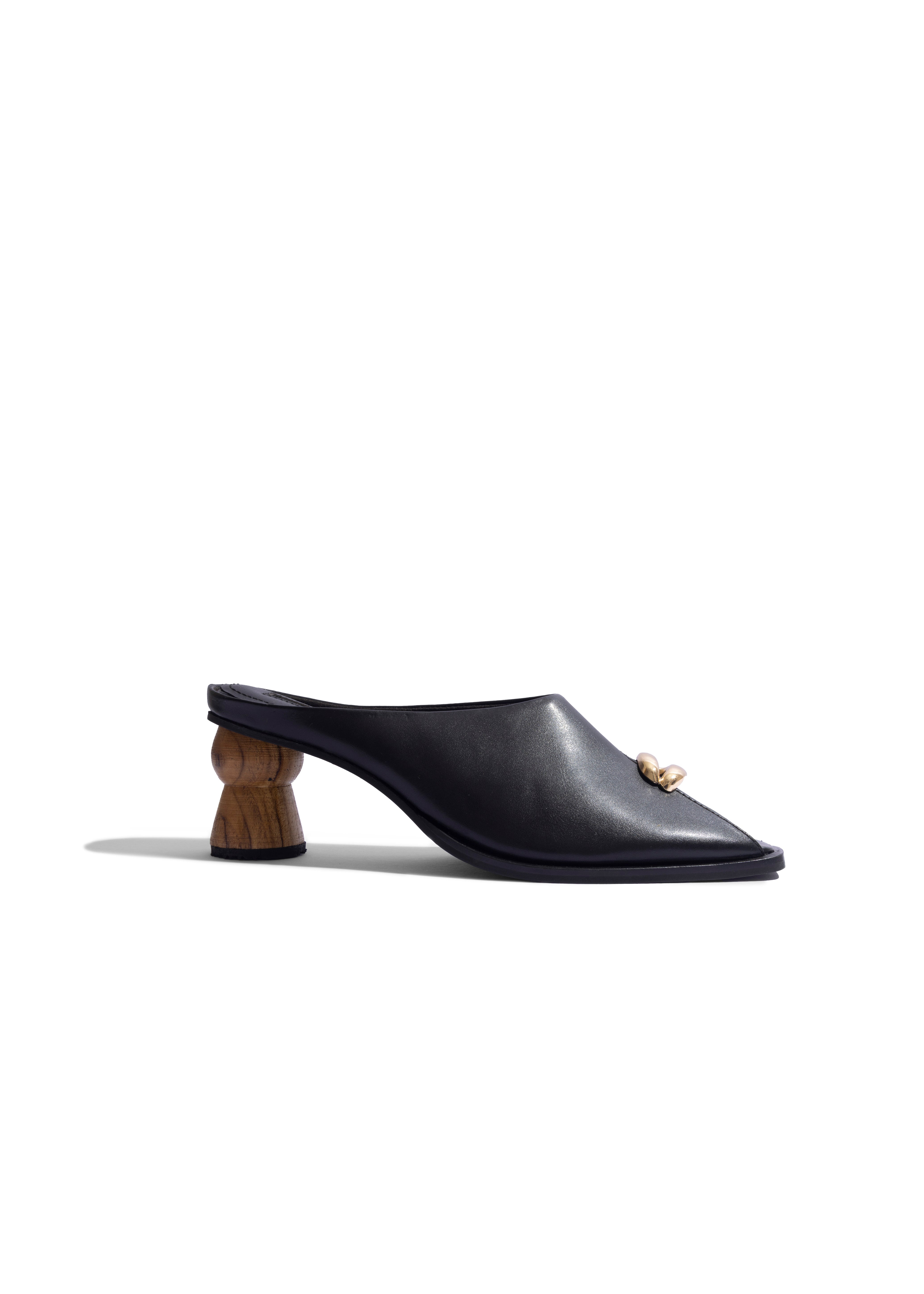 Peep-toe Mule Black