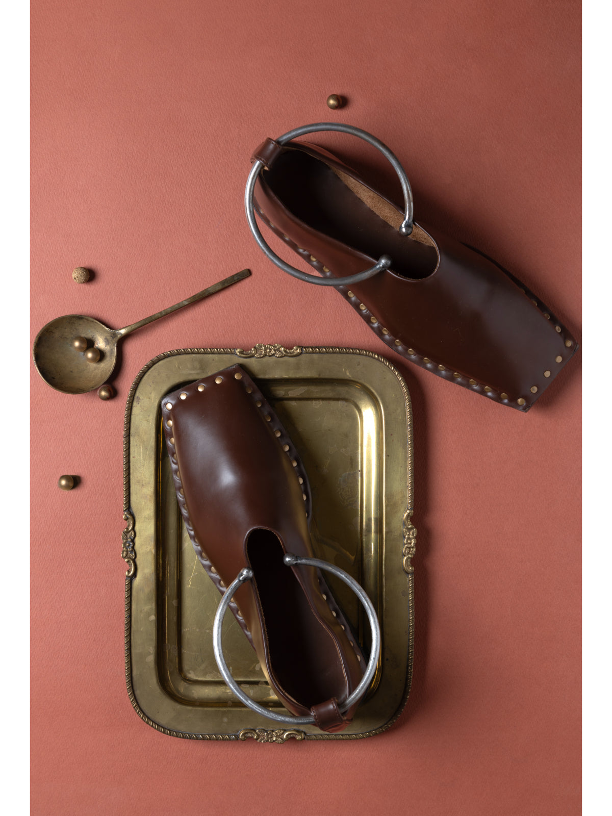 Cocoa-Brown Vegan Leather Gladiator Flats Defined by a Circular Ankle Hold