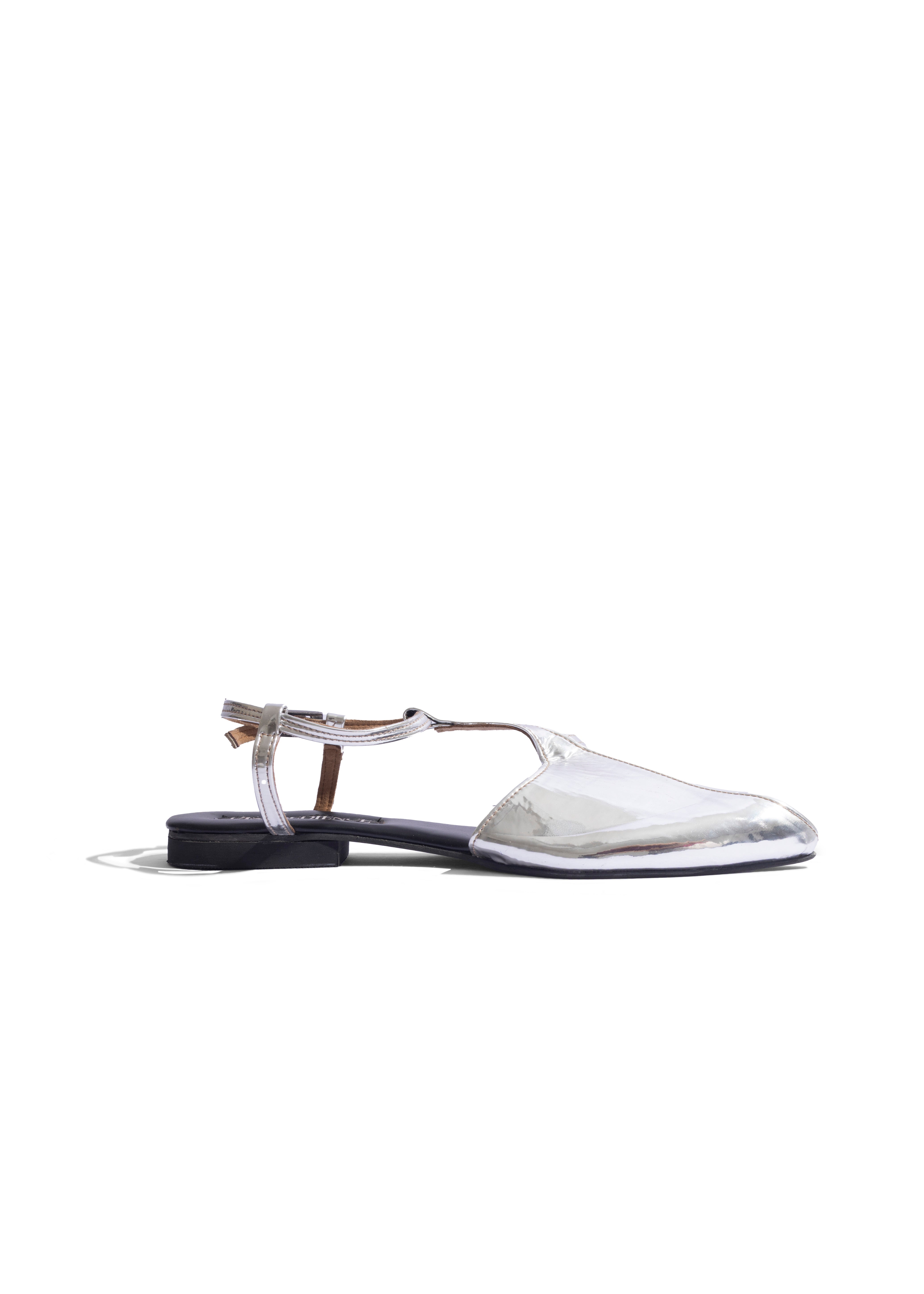 Aura Metallic T-bar Flats Silver