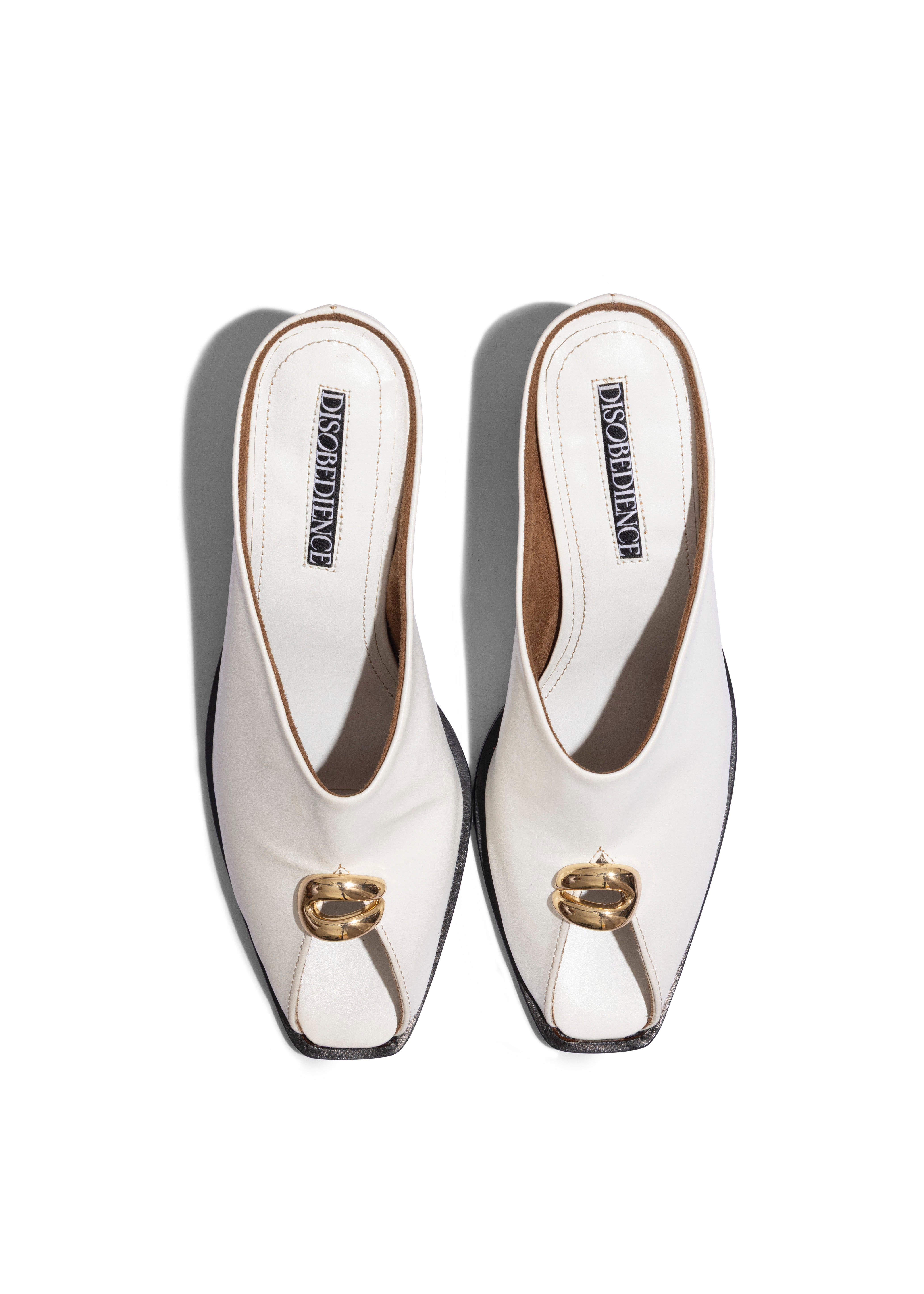 Peep-toe Mule White