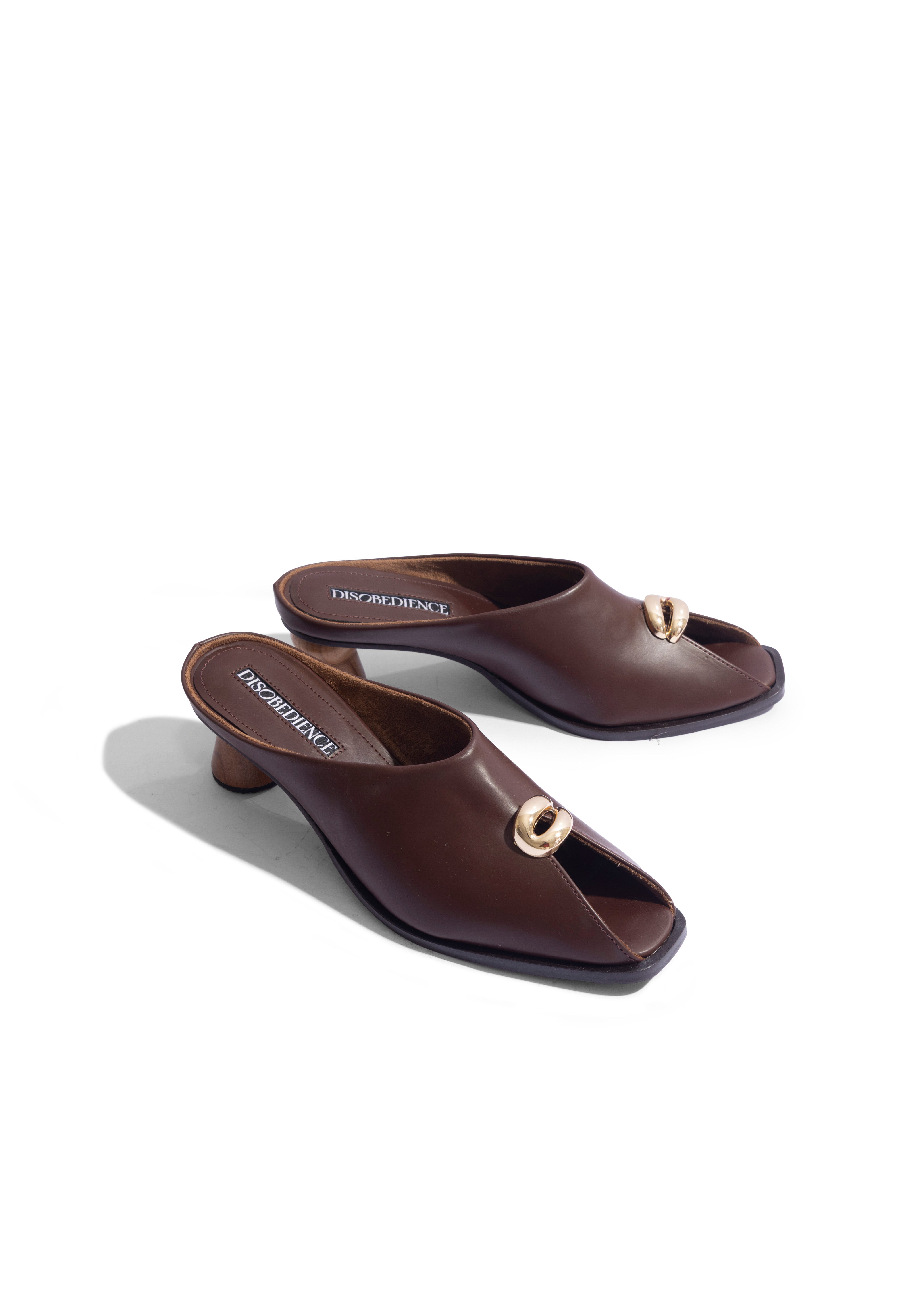Peep-toe Mule Brown