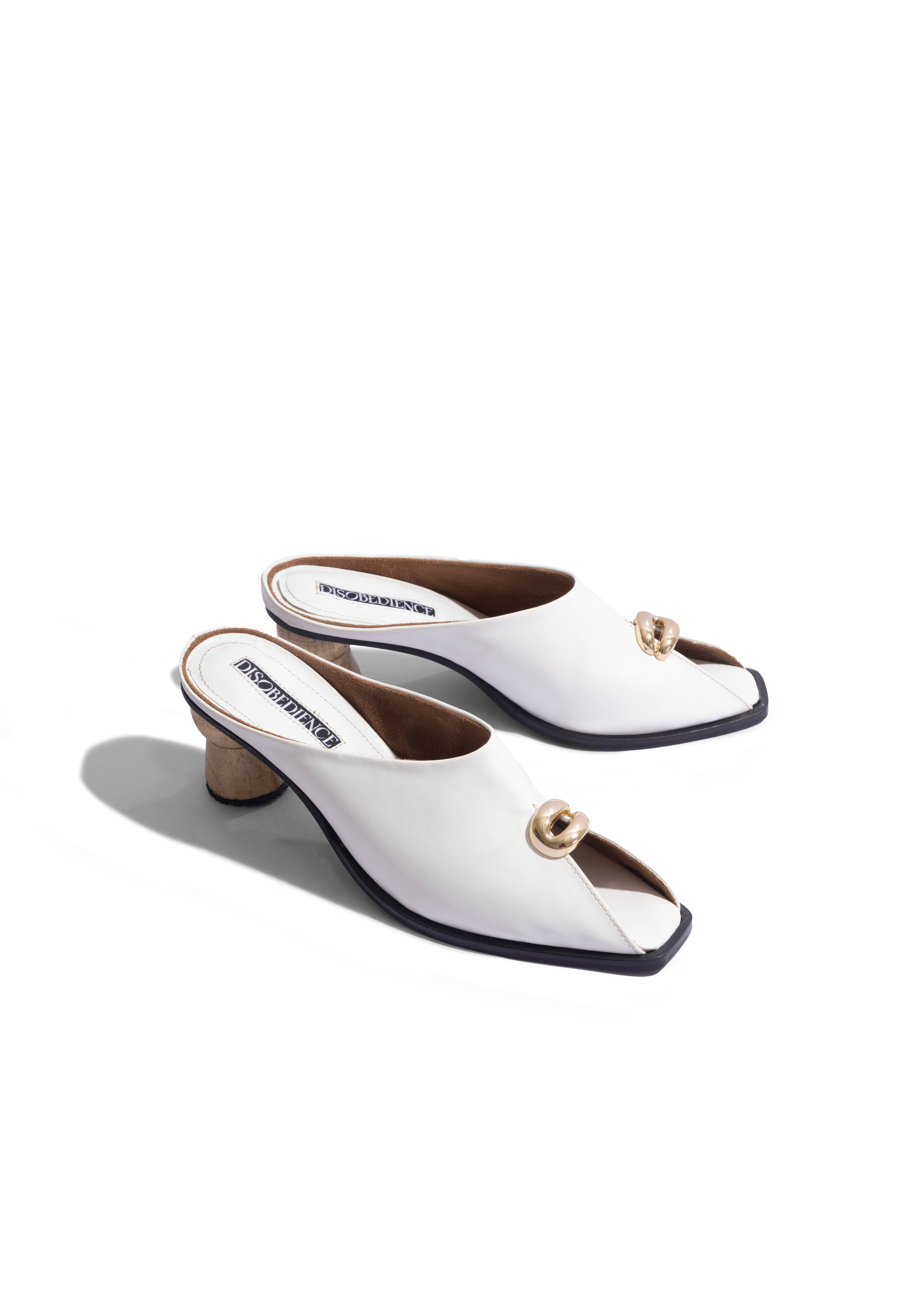 Peep-toe Mule White