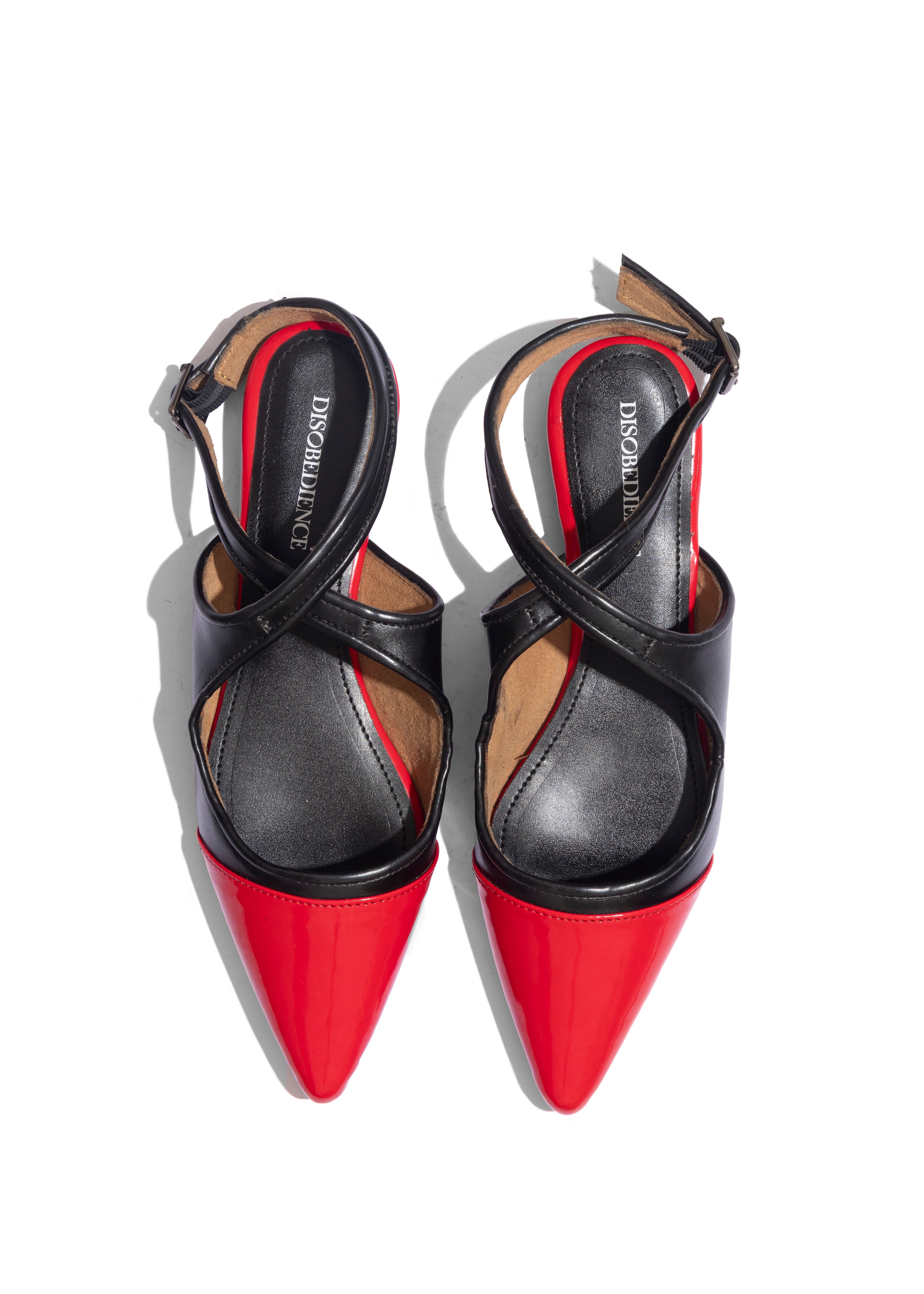Two Tone Flats Red with Black