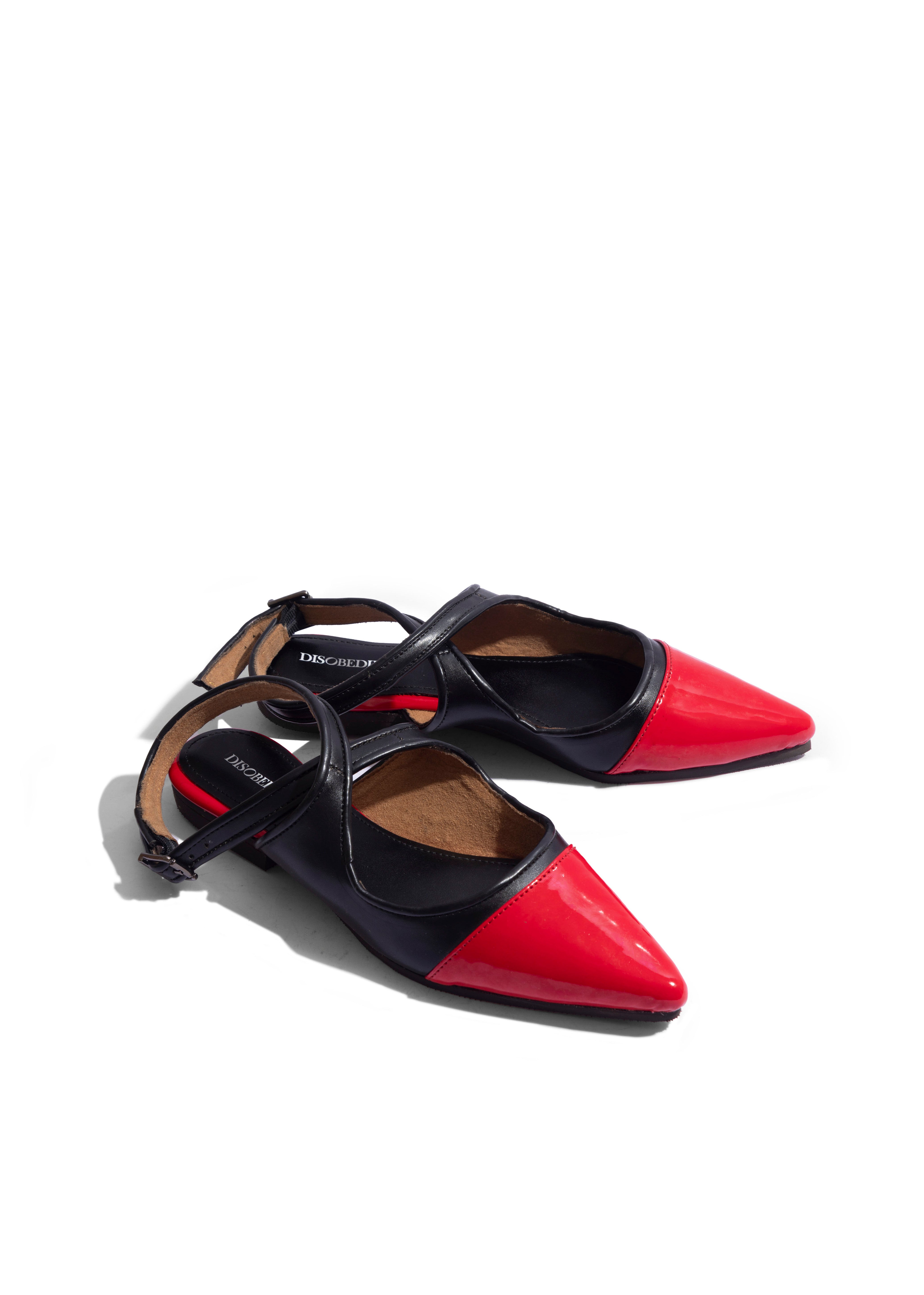 Two Tone Flats Red with Black