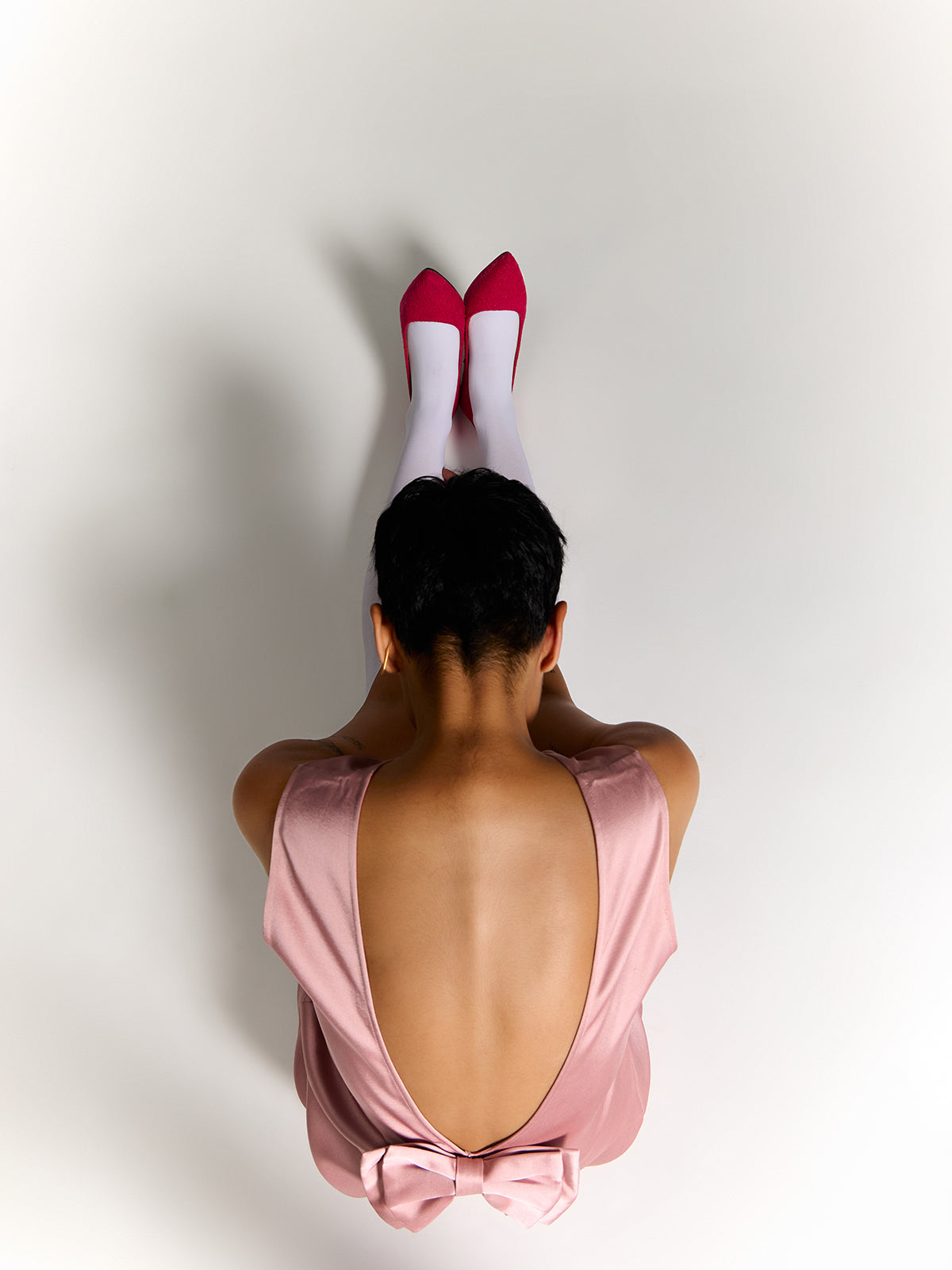 Fuschia Pink Handwoven Cotton & Steel Crescent Heel Pumps