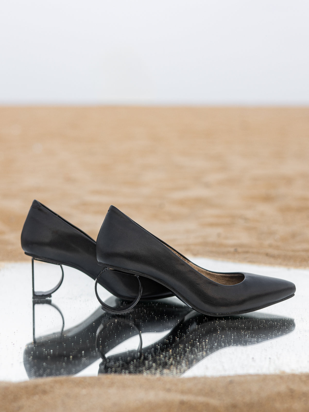 Midnight Black Plant Leather & Steel D&O Pumps