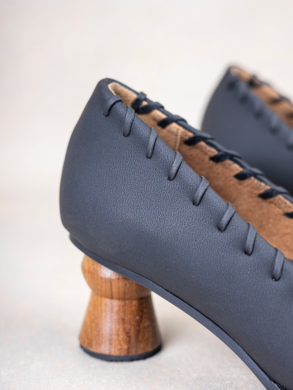 Black Plant Leather & Teak Loafer