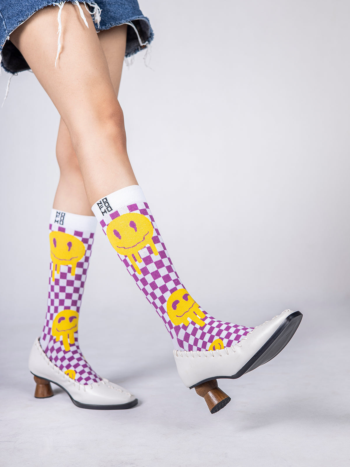 White Vegan Leather & Teak Loafer