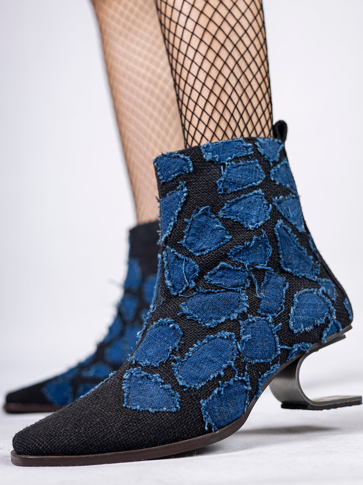Black & Blue Humble Jute and Stainless Steel Ankle Boots