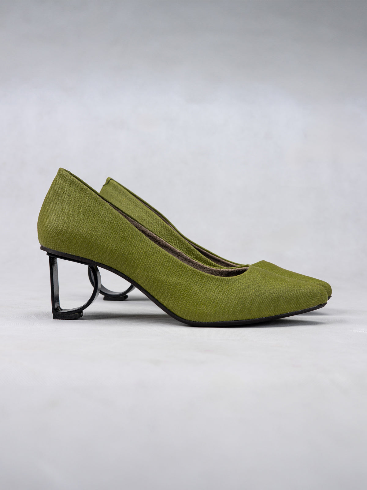 Lime Green Plant Leather & Steel D&O Pumps