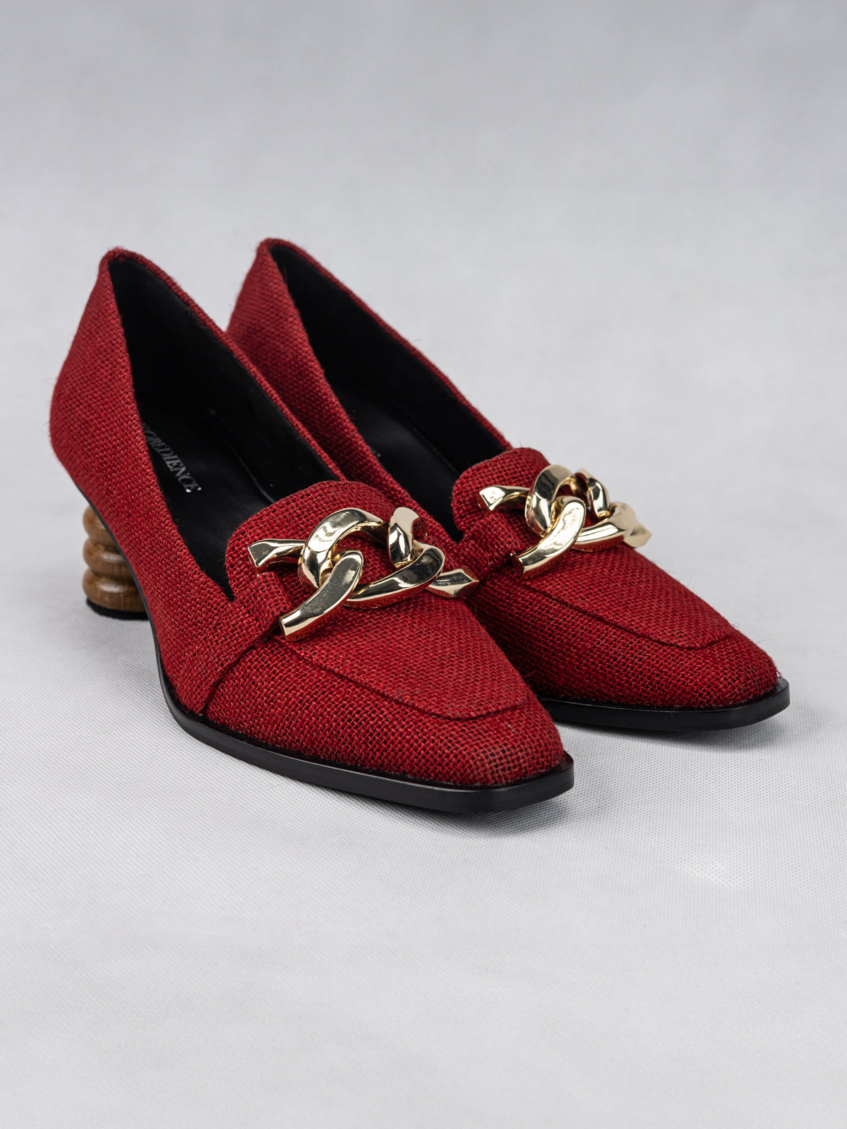 Rebellion Red Jute & Teak Wood Loafers