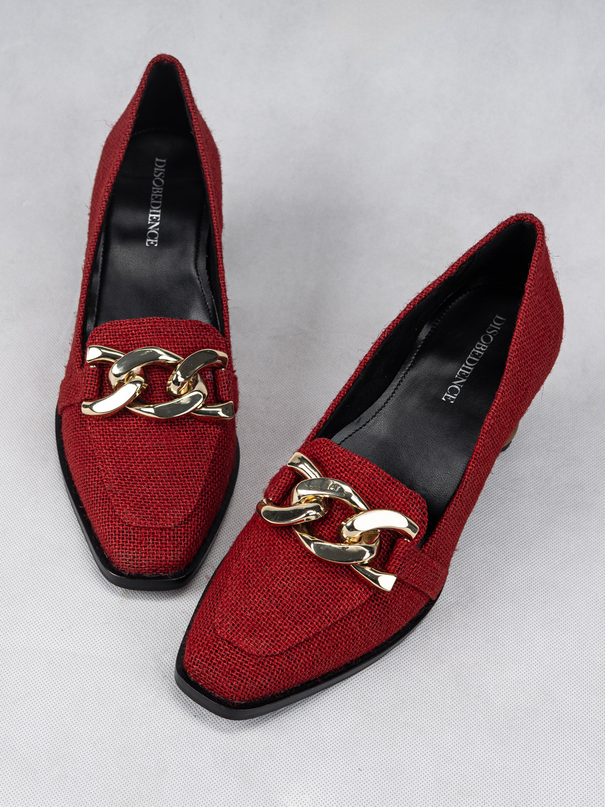 Rebellion Red Jute & Teak Wood Loafers