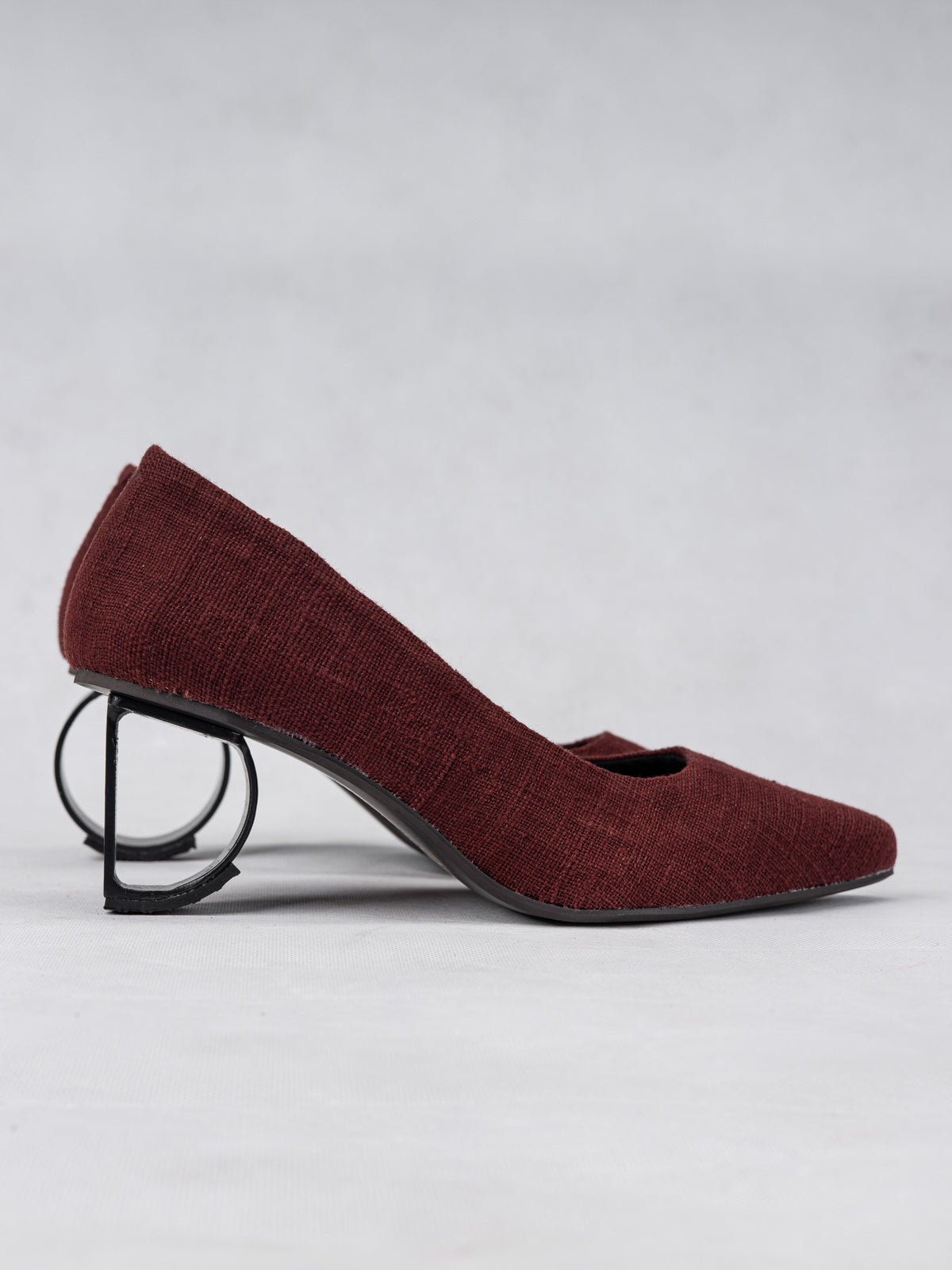 Deep Maroon Organic Cotton & Steel D&O Pumps