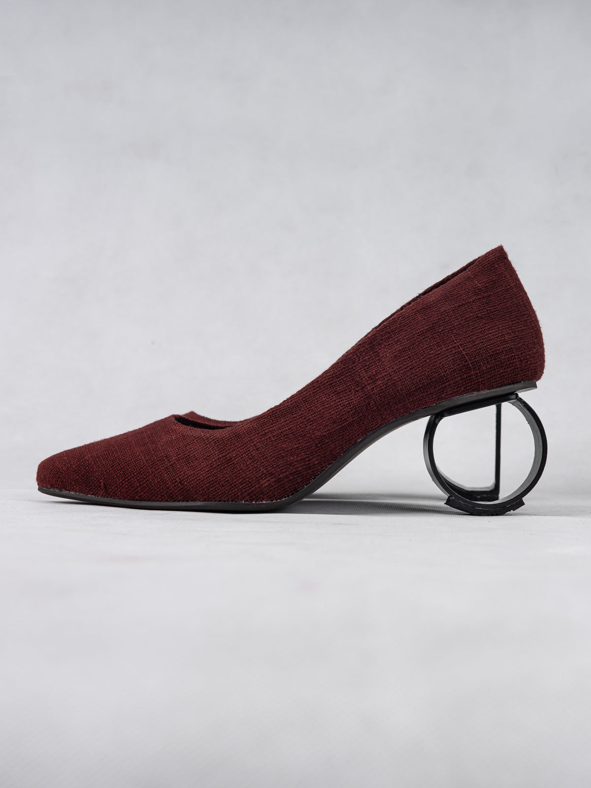 Deep Maroon Organic Cotton & Steel D&O Pumps