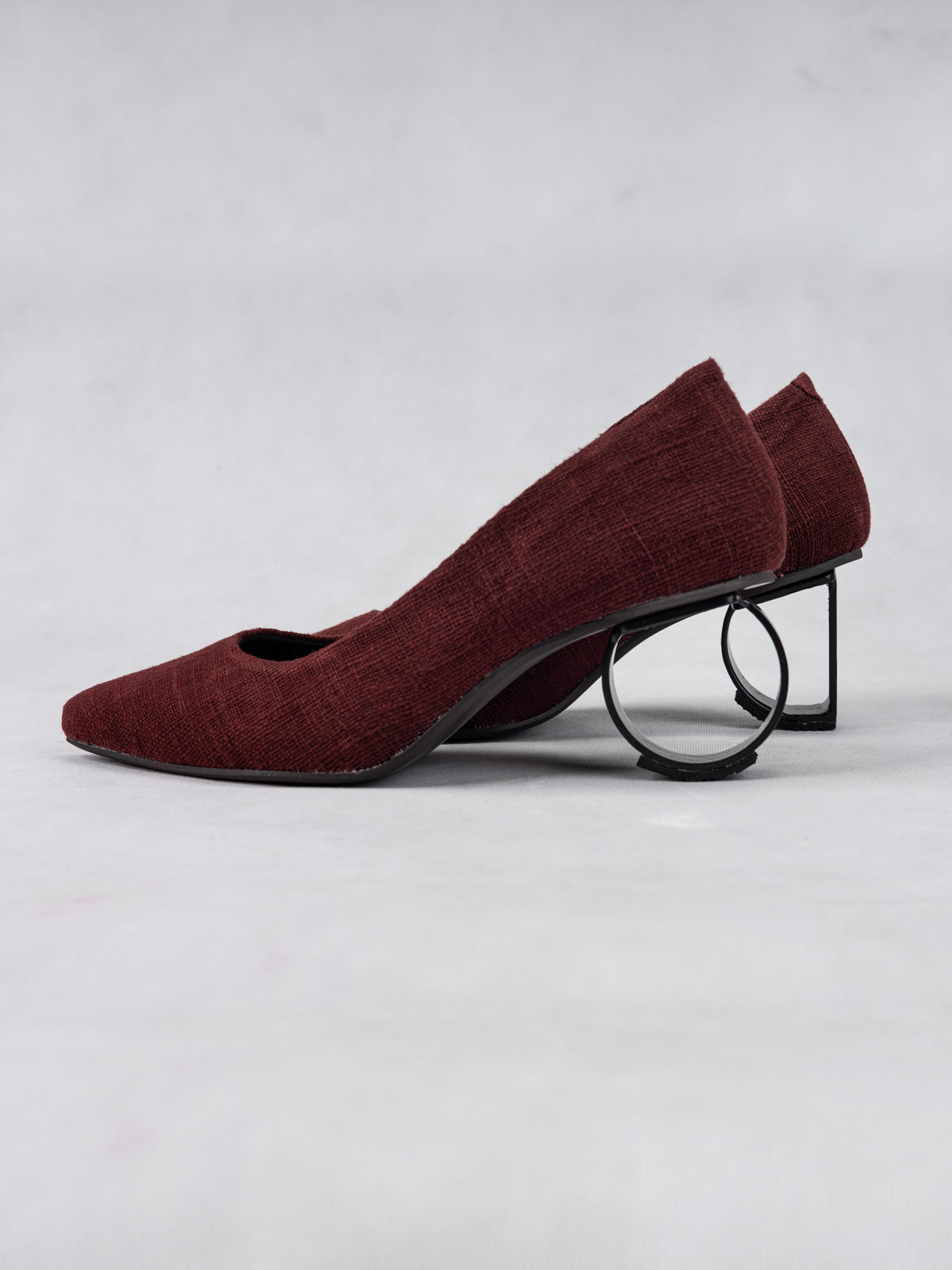 Deep Maroon Organic Cotton & Steel D&O Pumps