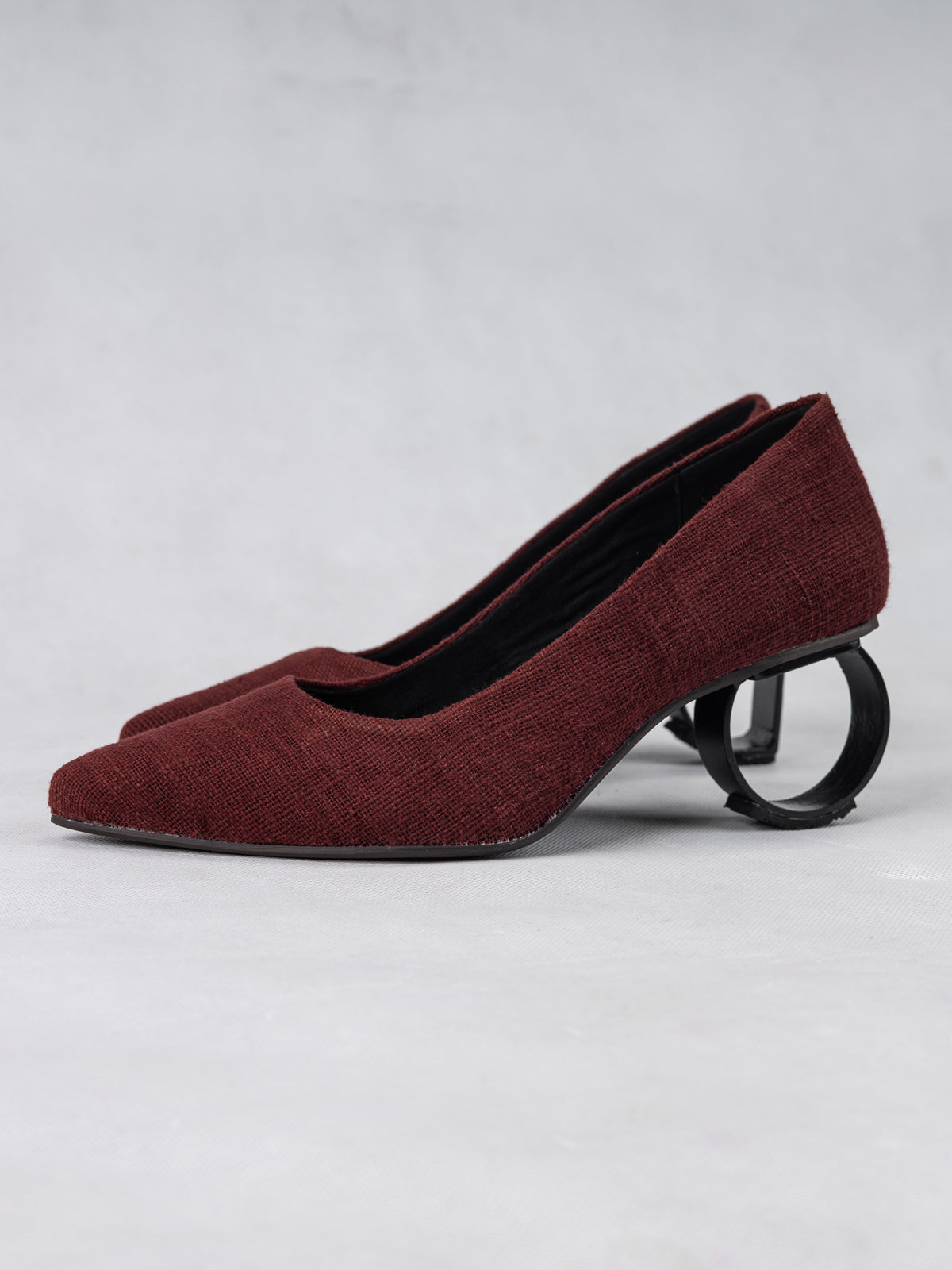 Deep Maroon Organic Cotton & Steel D&O Pumps