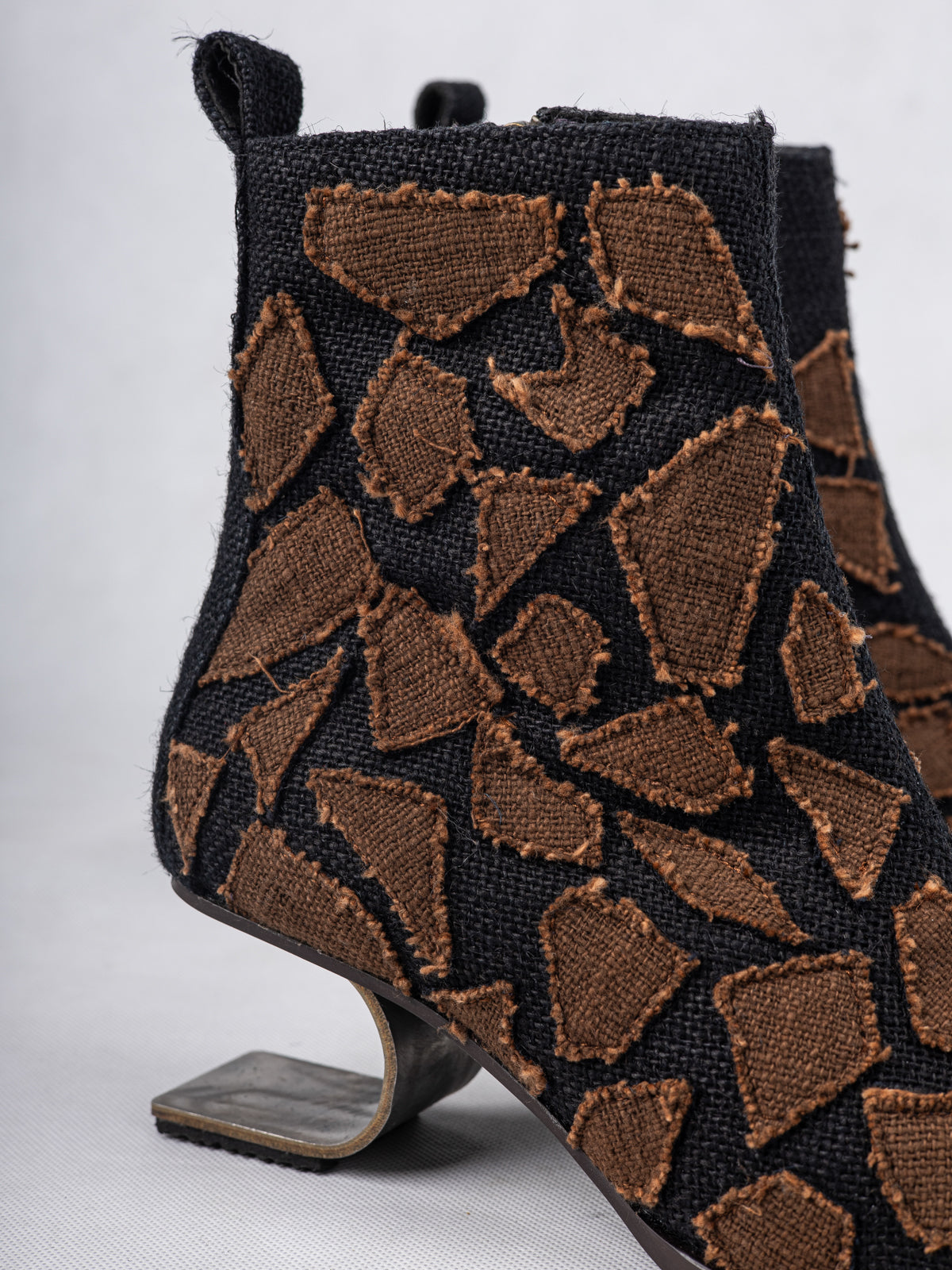 Black & Brown Humble Jute and Stainless Steel Ankle Boots