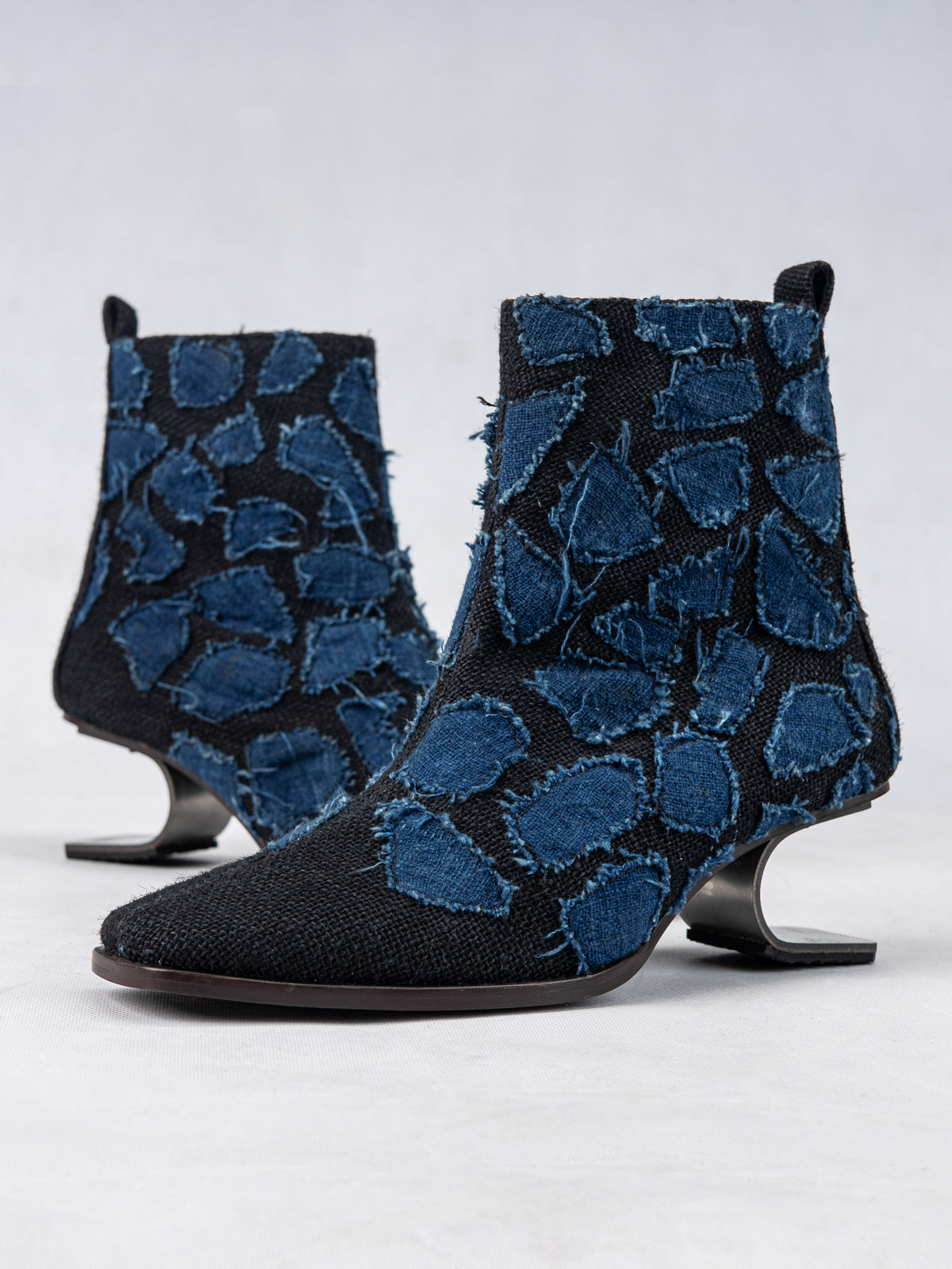 Black & Blue Humble Jute and Stainless Steel Ankle Boots