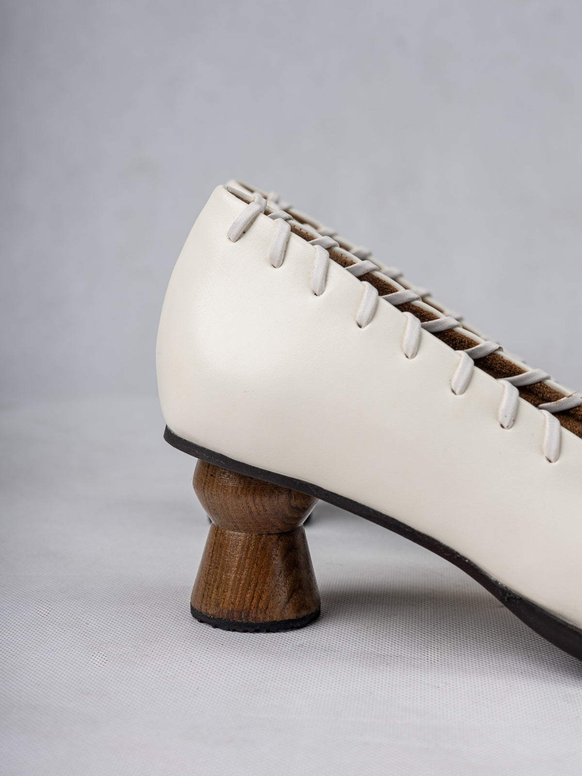 White Vegan Leather & Teak Loafer