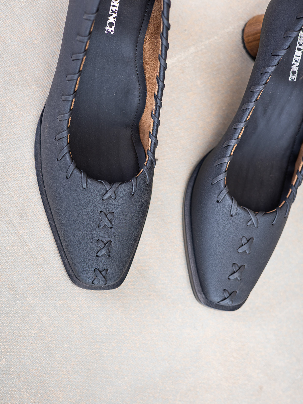 Black Plant Leather & Teak Loafer