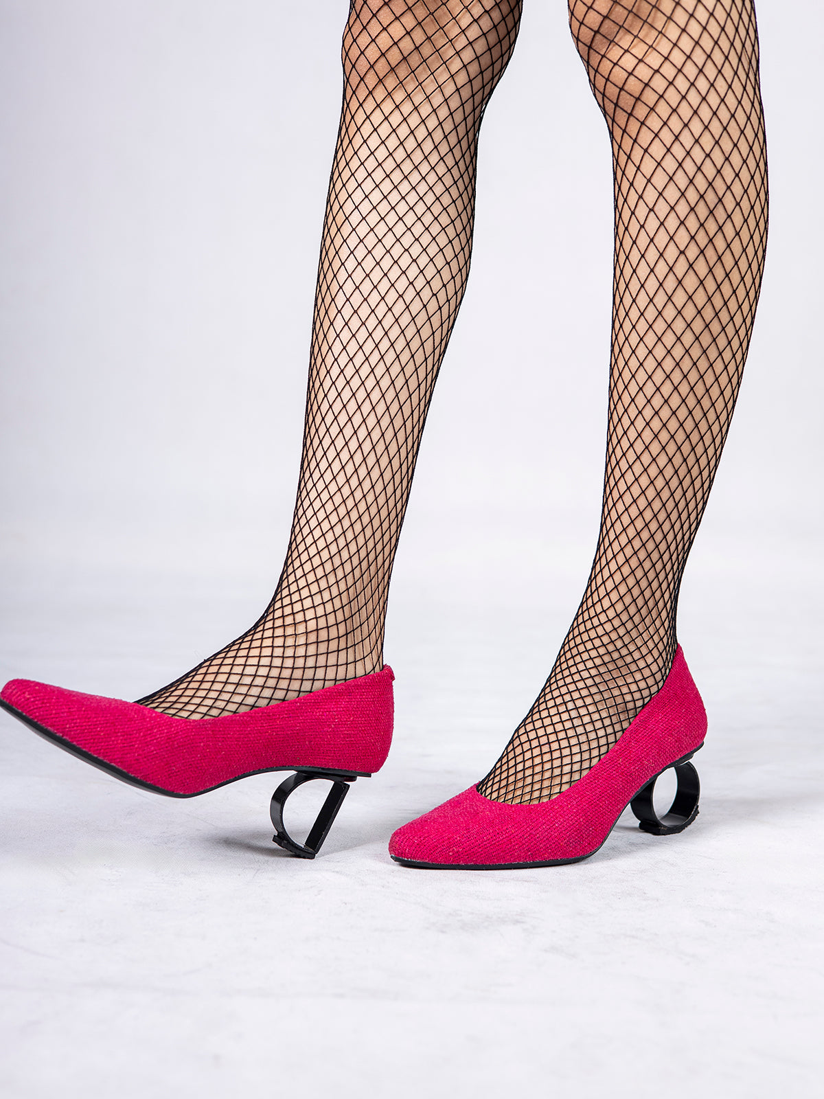 Fuschia Pink Handwoven Cotton & Steel D&O Pumps