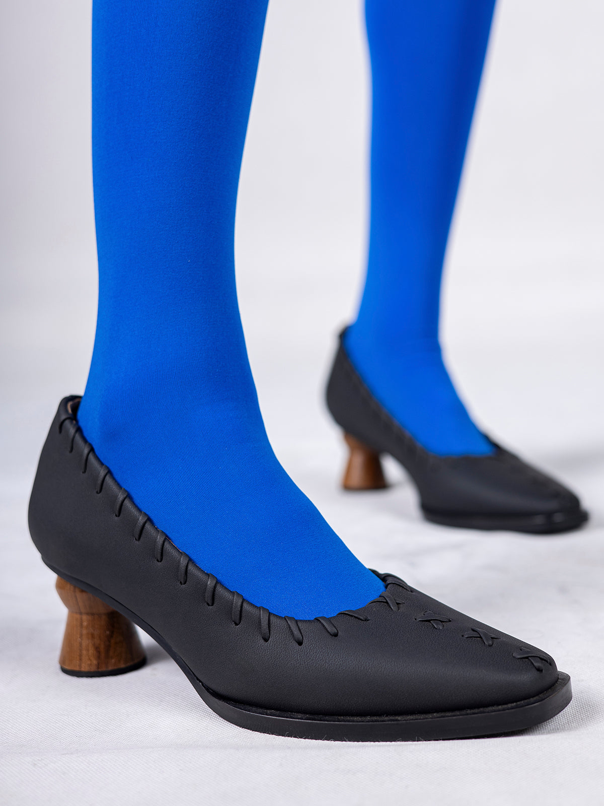 Black Plant Leather & Teak Loafer