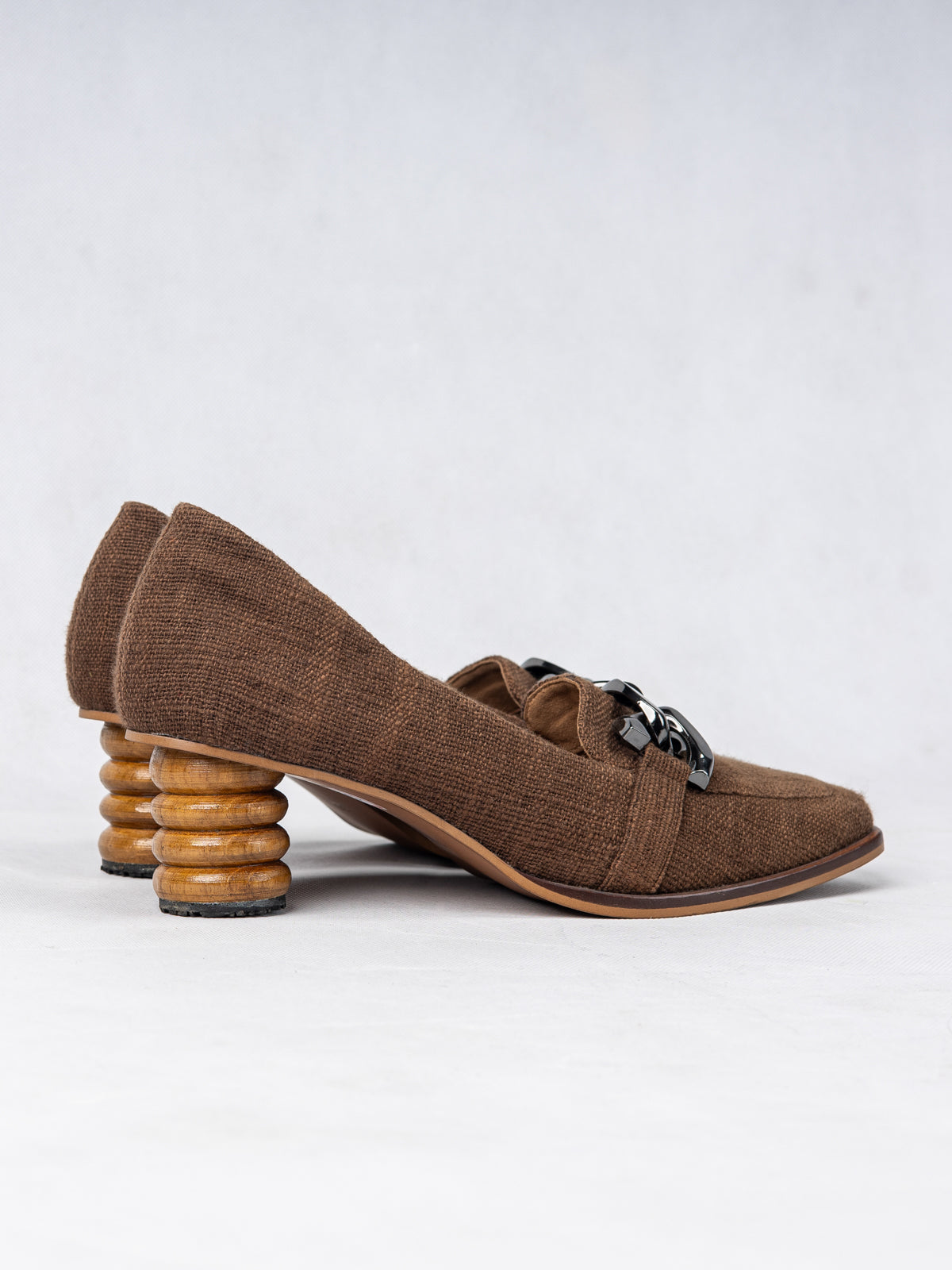 Cocoa Brown Organic Kala Cotton & Teak Wood Loafers