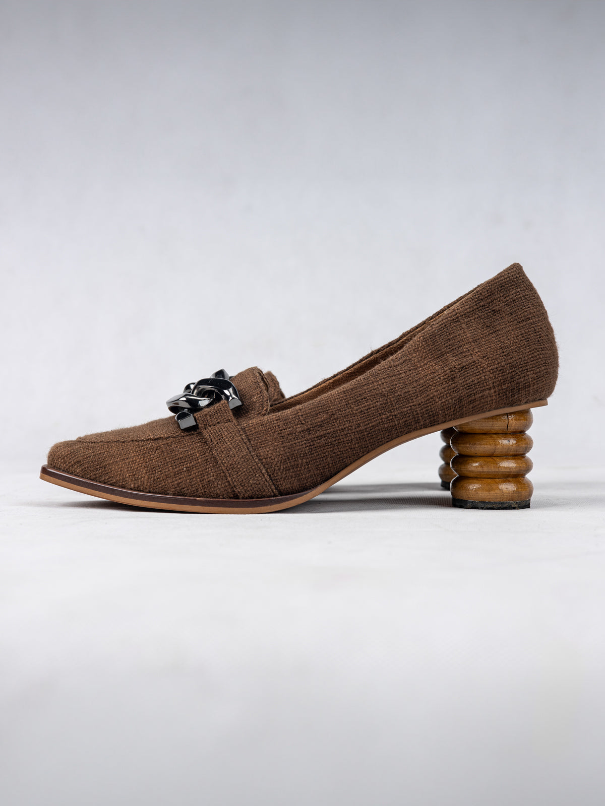 Cocoa Brown Organic Kala Cotton & Teak Wood Loafers