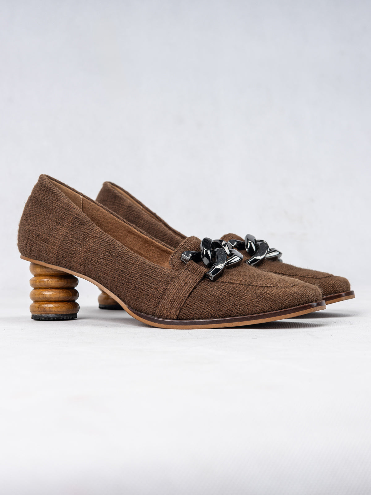 Cocoa Brown Organic Kala Cotton & Teak Wood Loafers