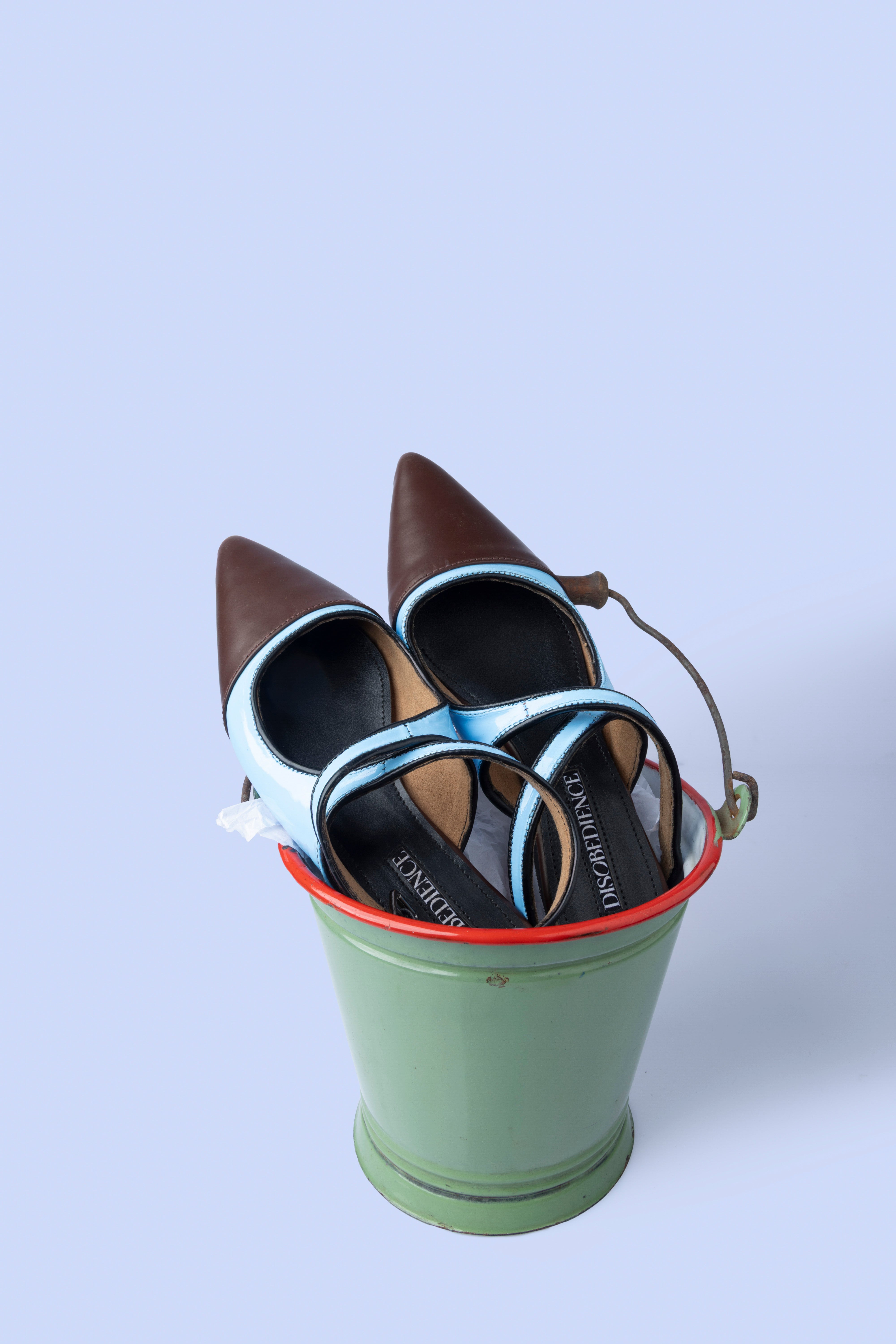 Two Tone Flats Powder Blue with Cocoa Brown