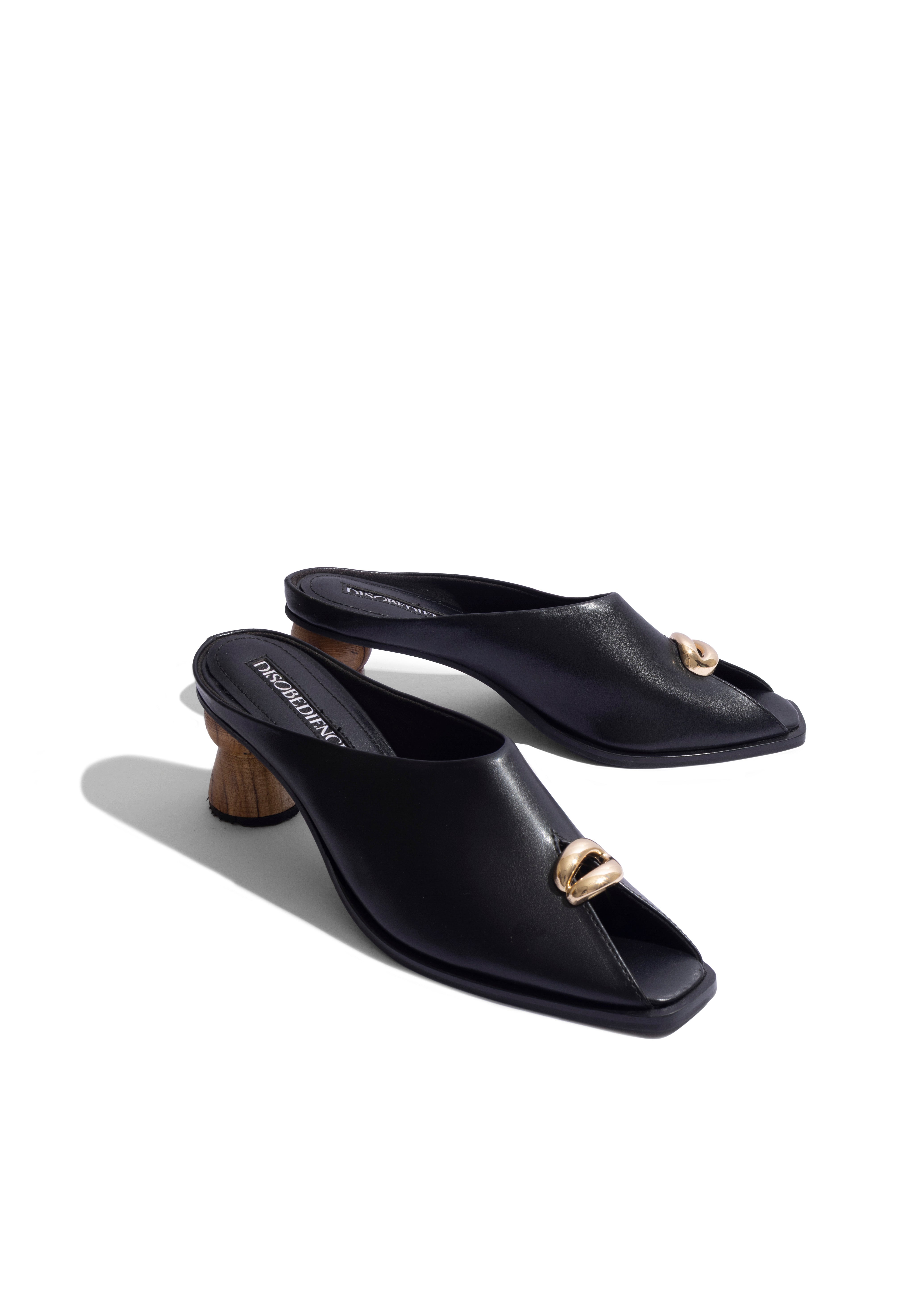 Peep-toe Mule Black