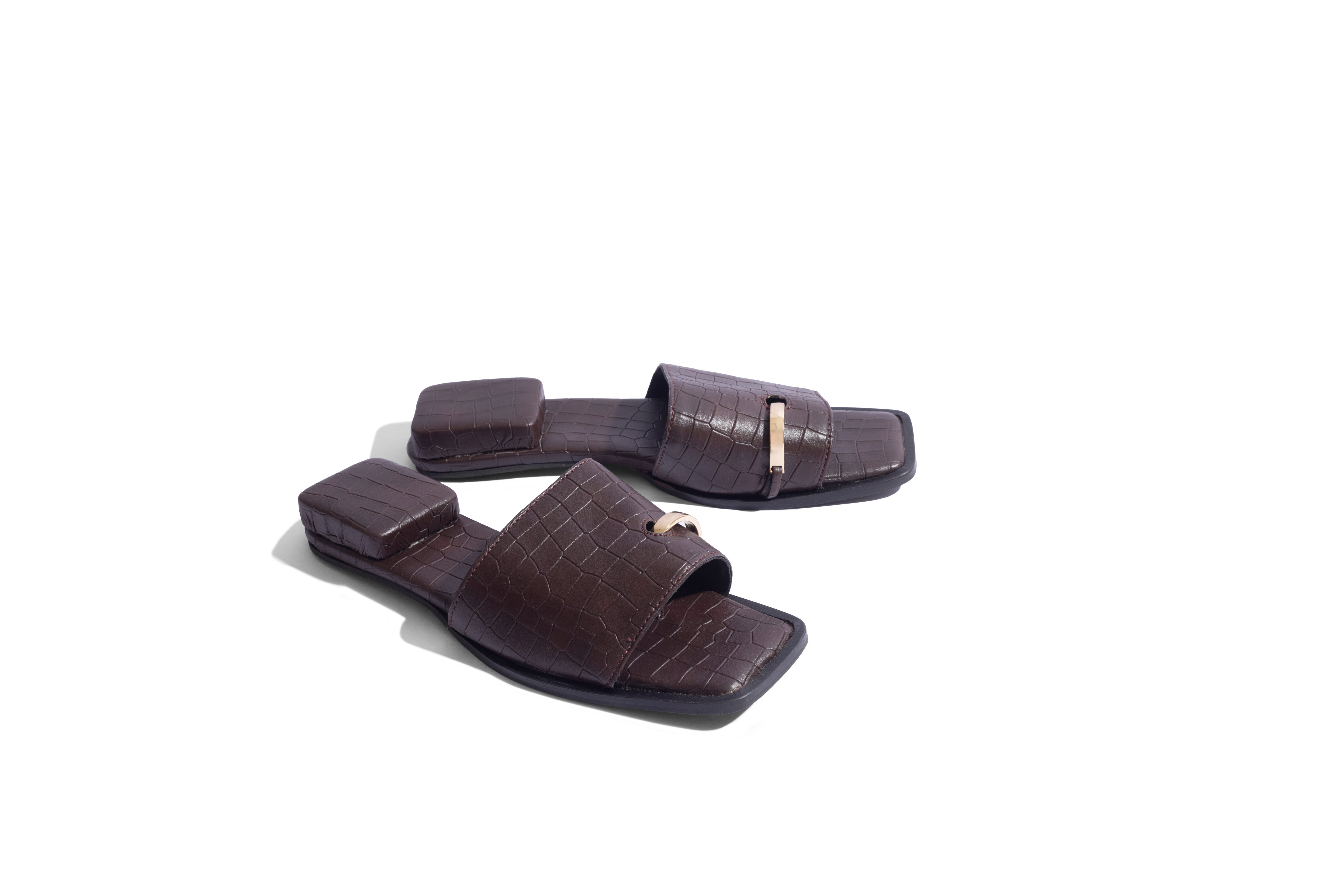 Unisex Ring Flats Brown