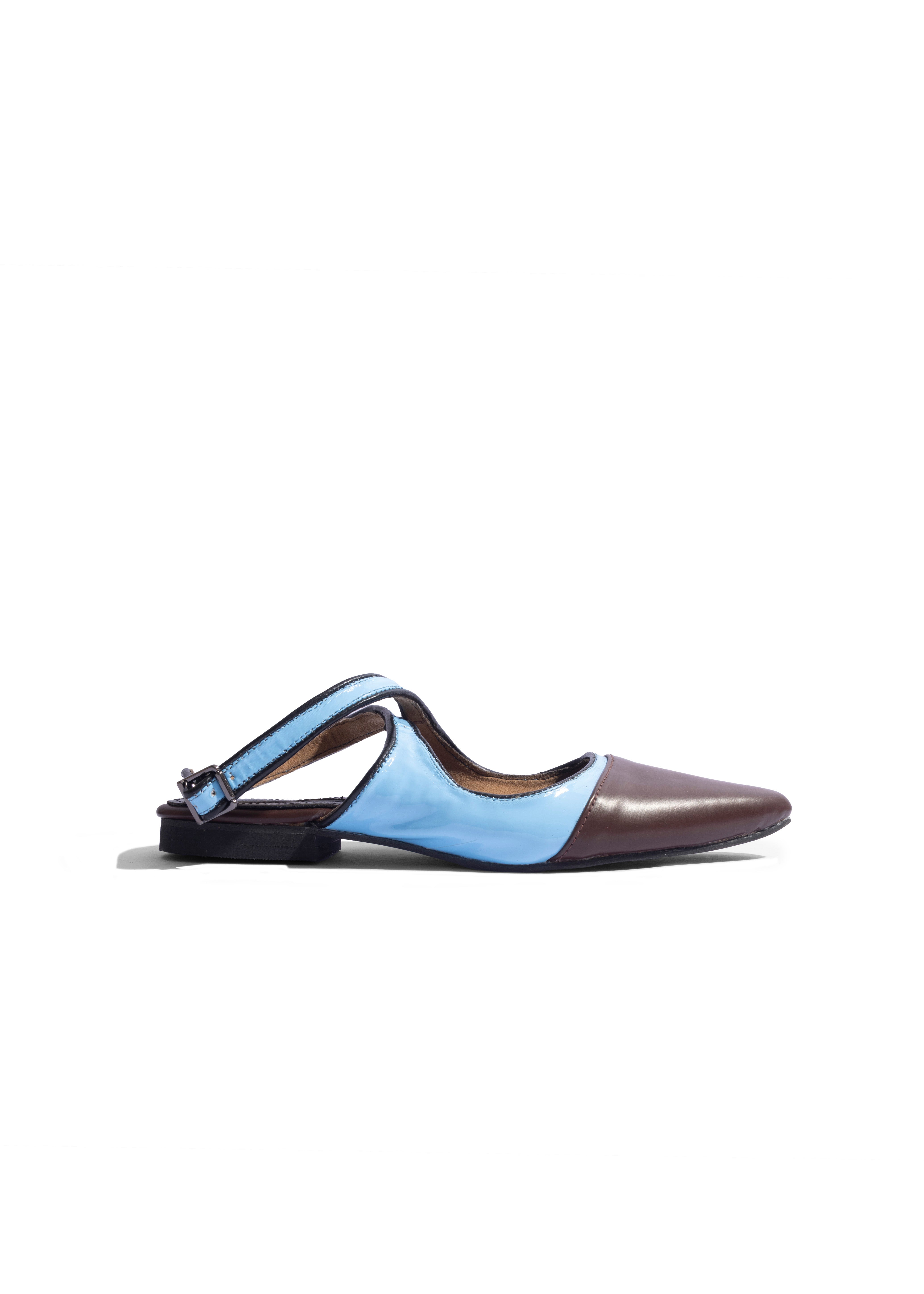 Two Tone Flats Powder Blue with Cocoa Brown