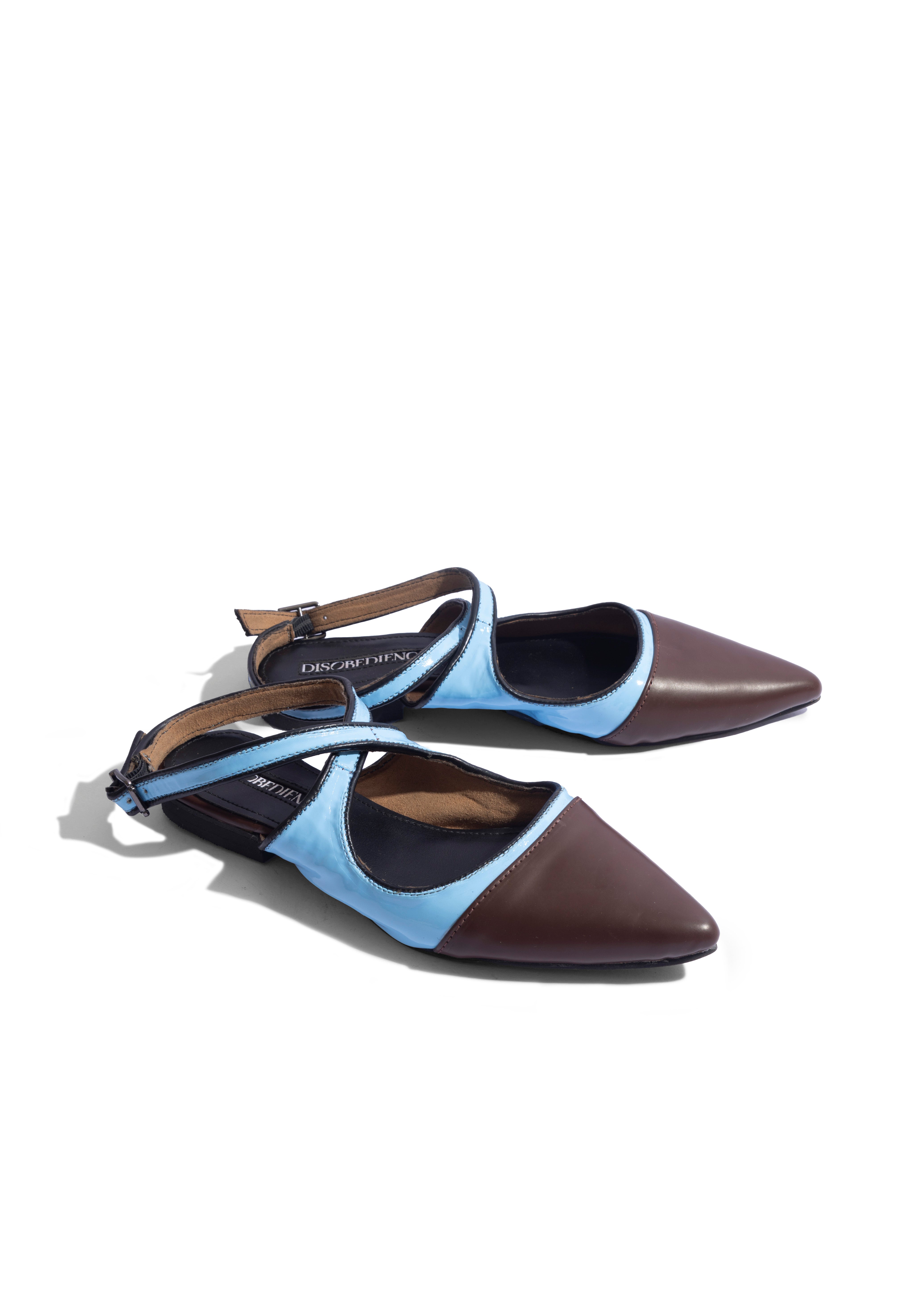 Two Tone Flats Powder Blue with Cocoa Brown