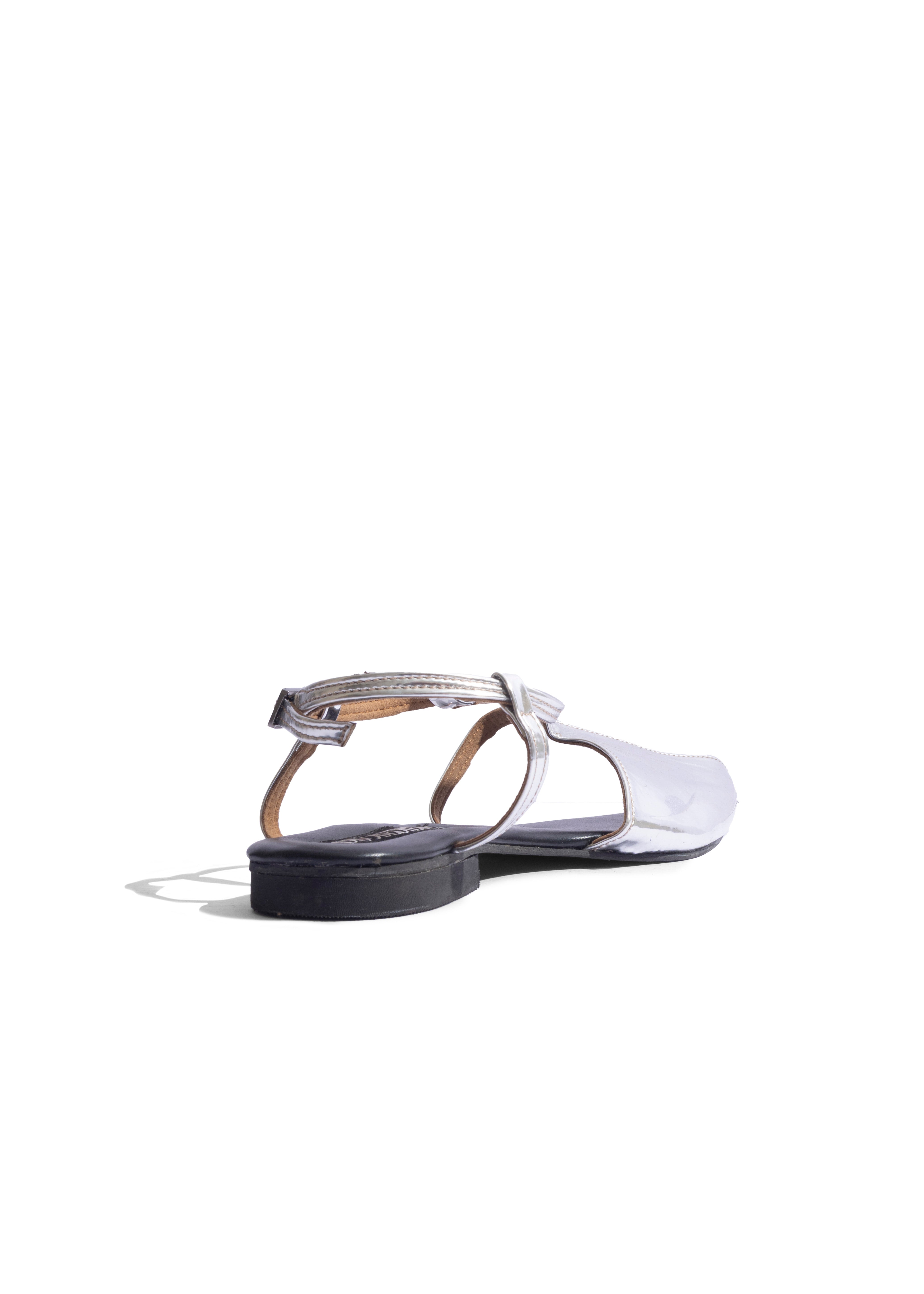 Aura Metallic T-bar Flats Silver