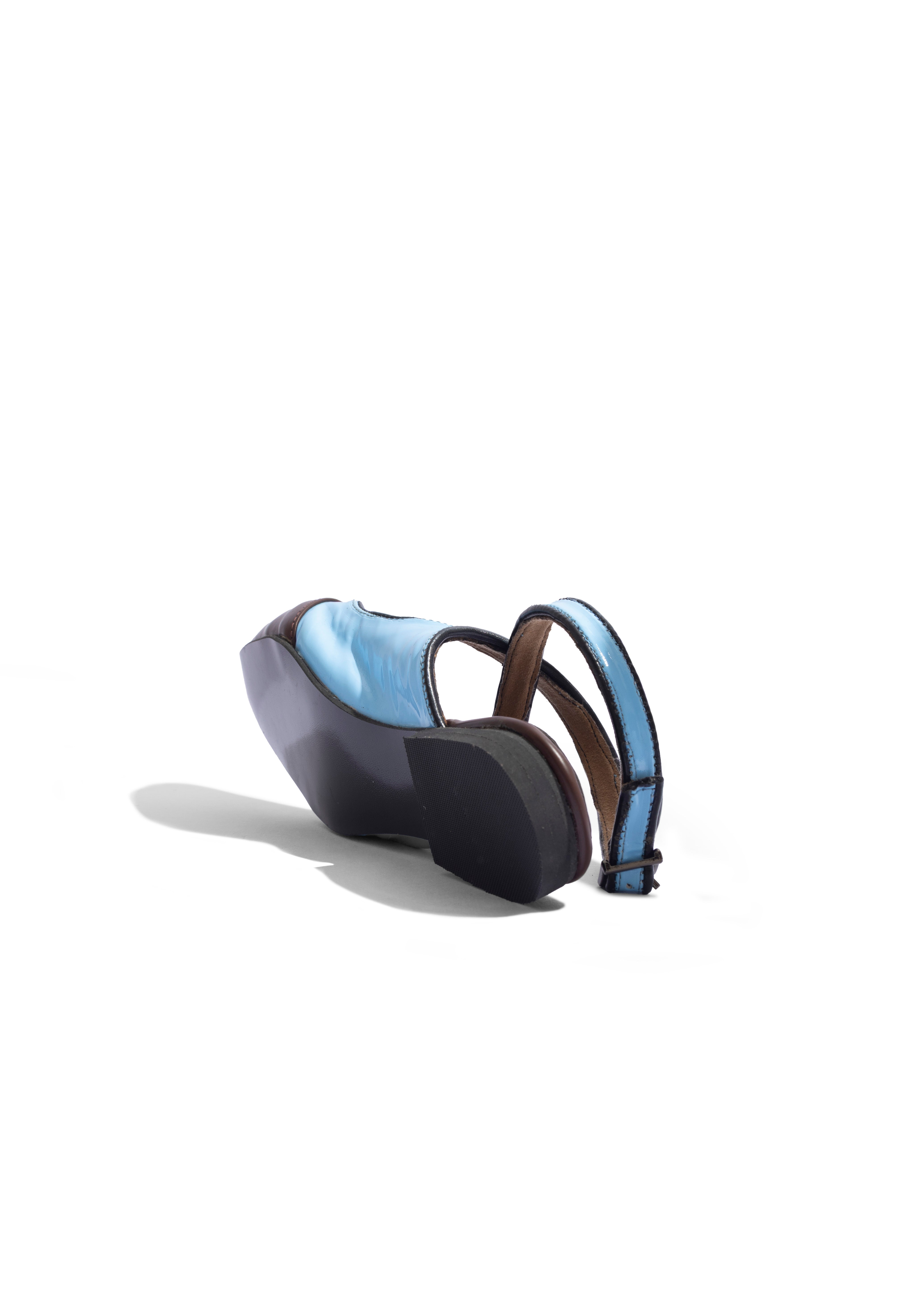 Two Tone Flats Powder Blue with Cocoa Brown