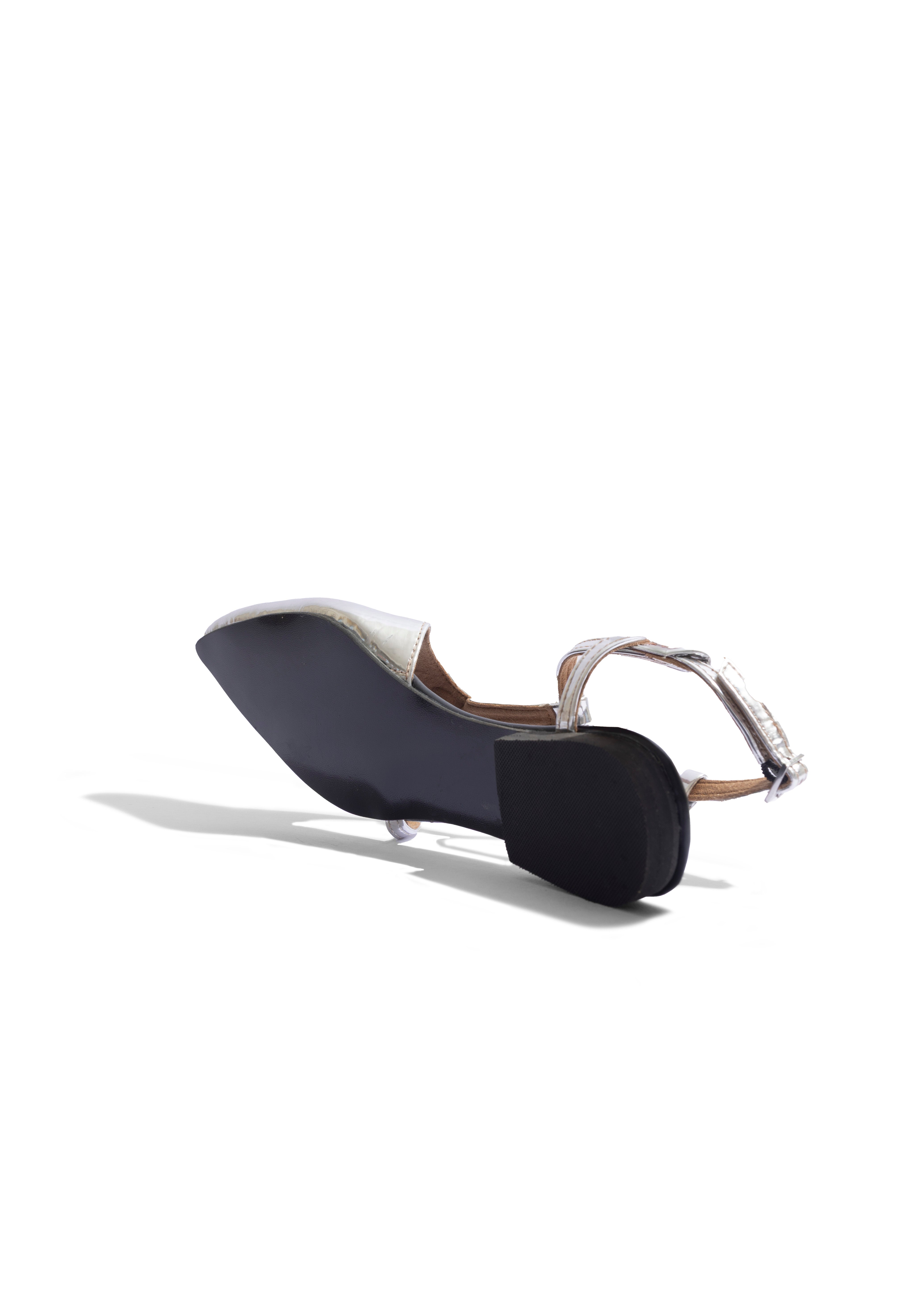 Aura Metallic T-bar Flats Silver