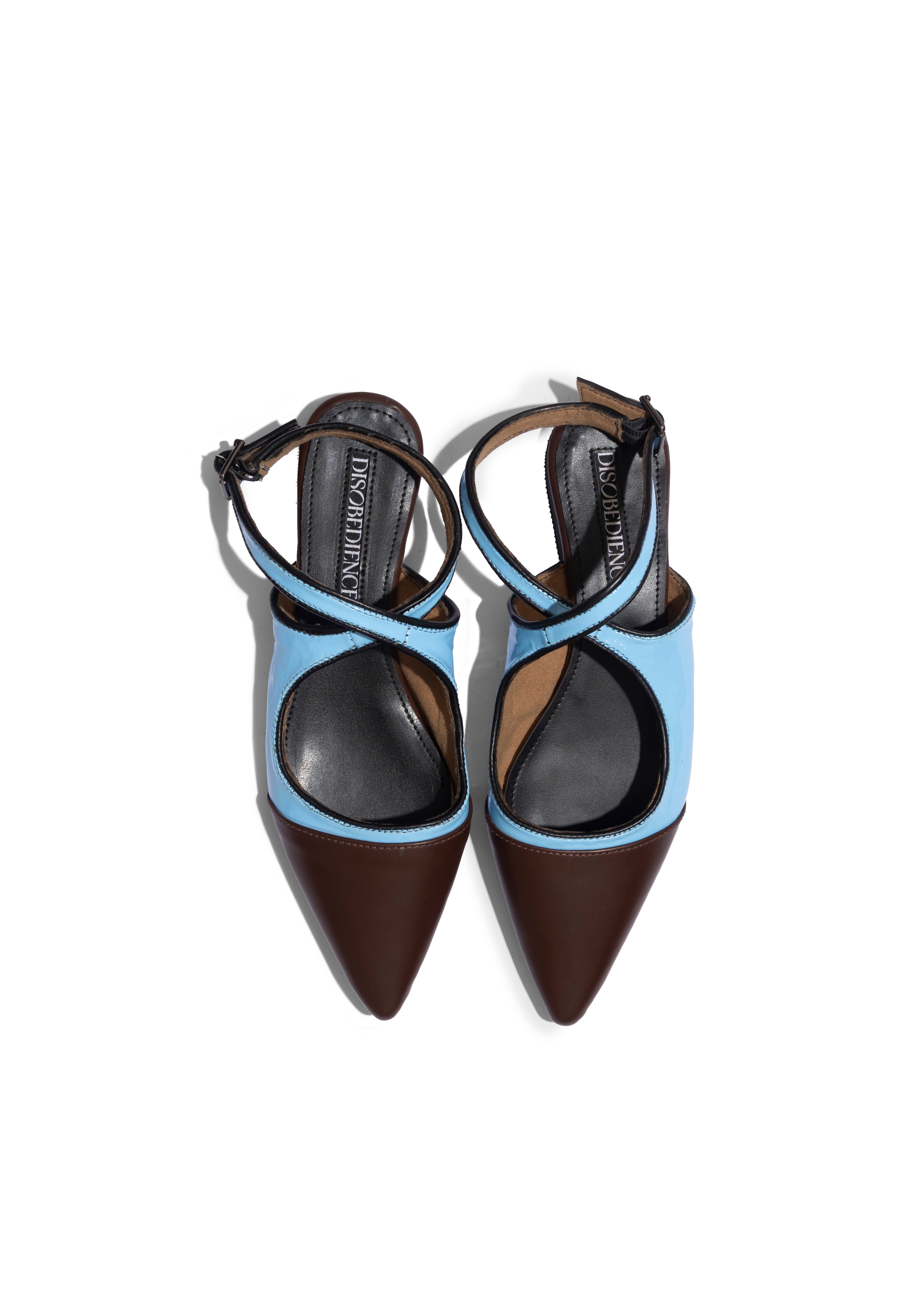 Two Tone Flats Powder Blue with Cocoa Brown