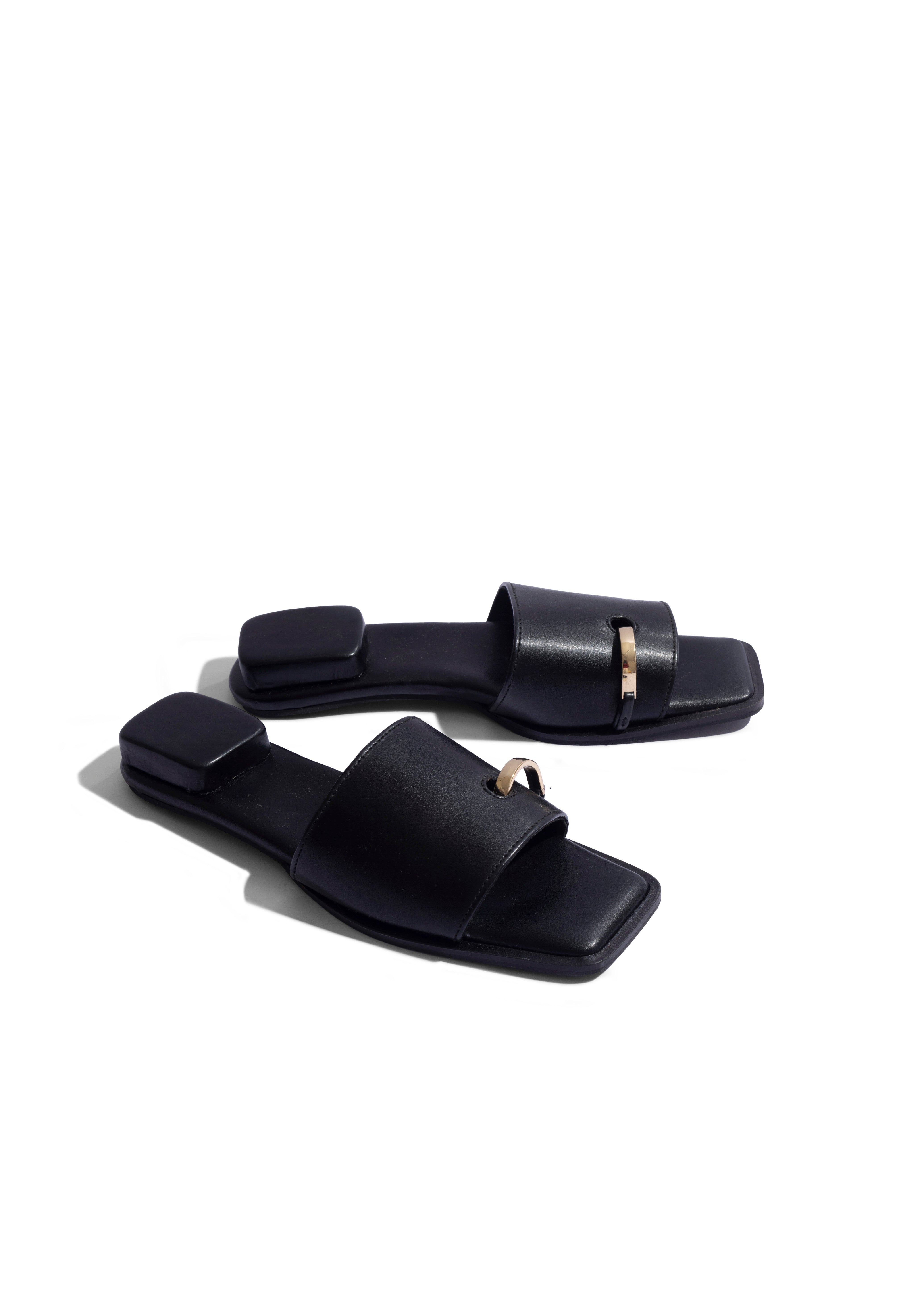 Unisex Ring Flats Black