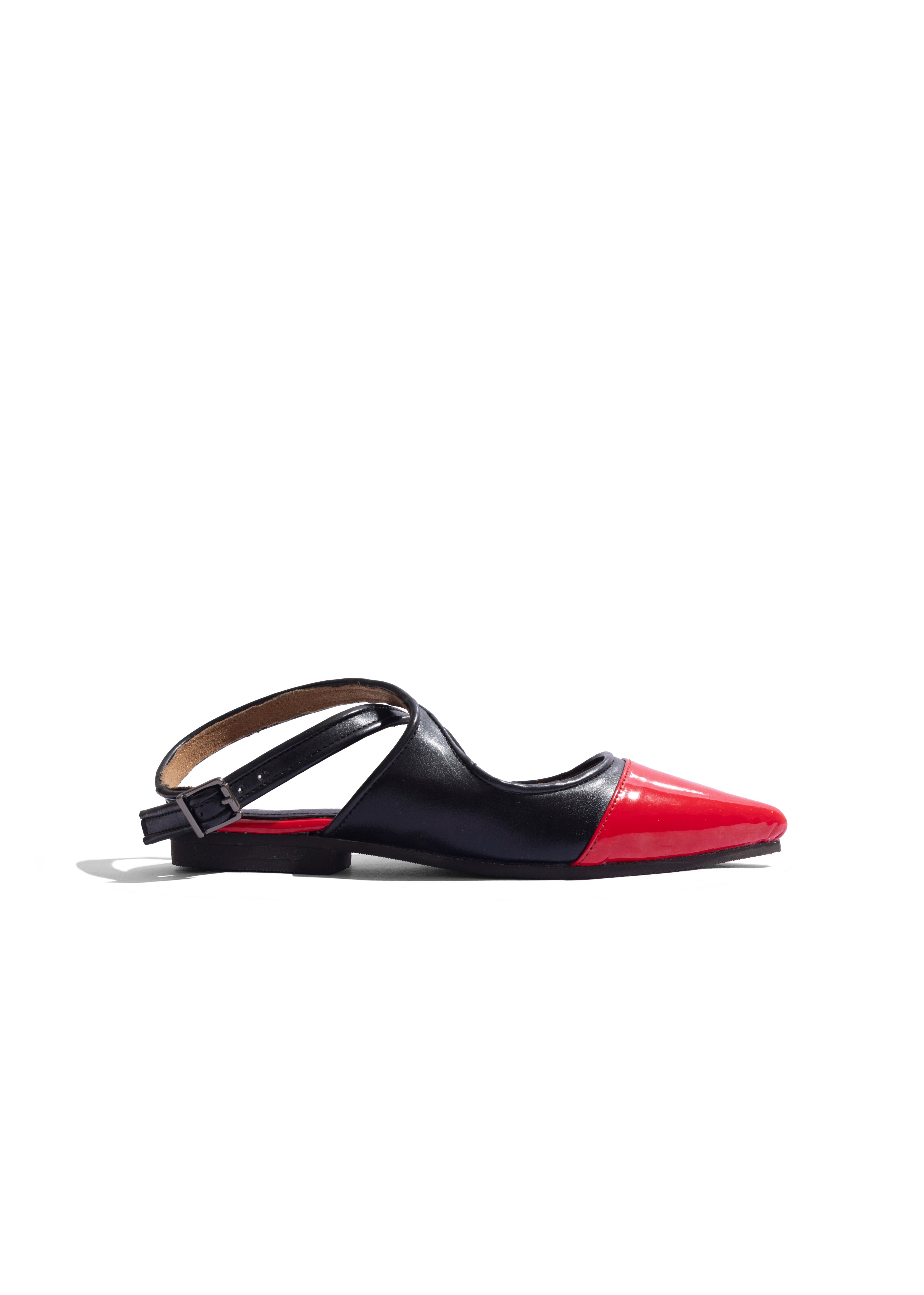 Two Tone Flats Red with Black