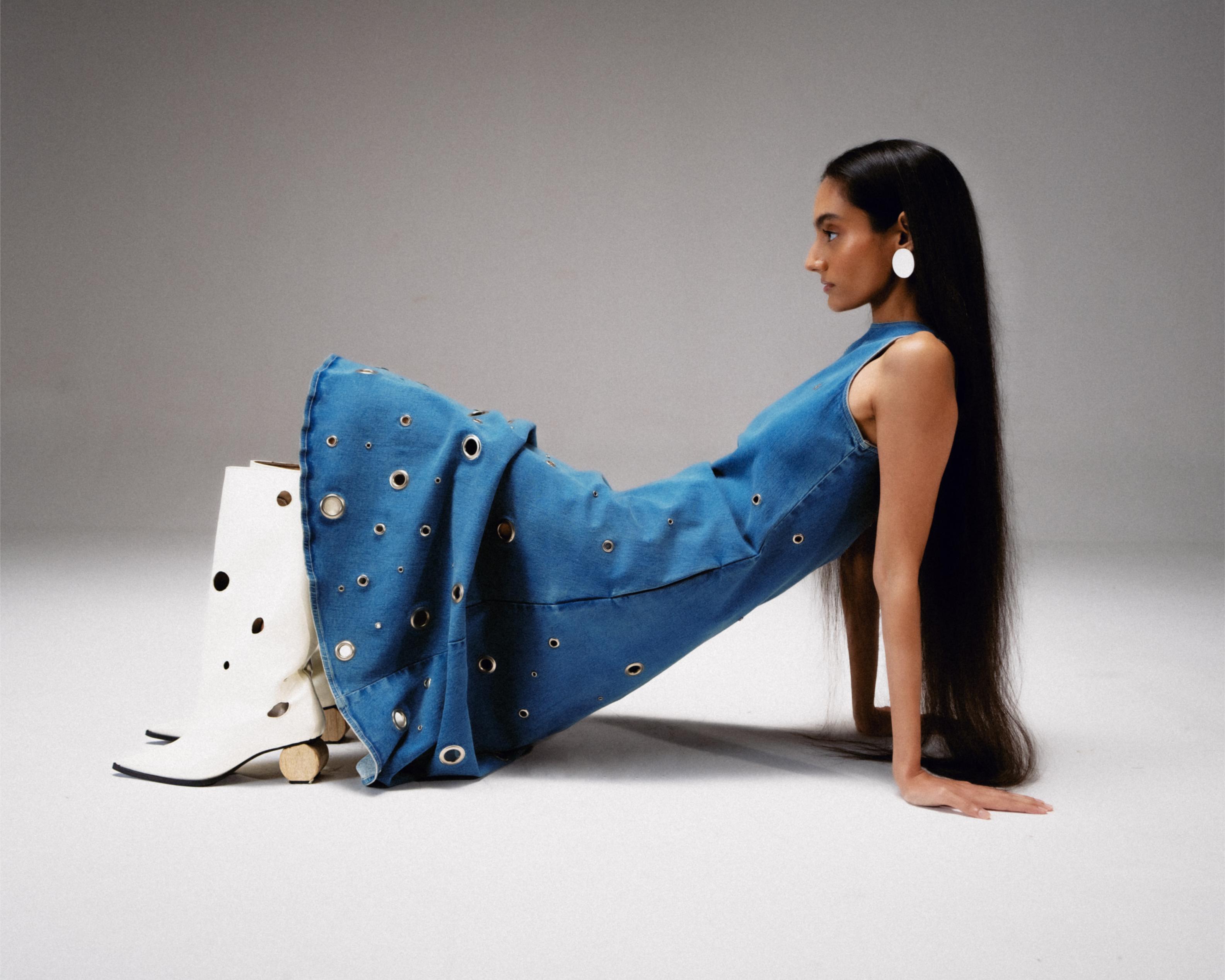 Tide White Boot with Laser Cutouts & Circular Wood Heel