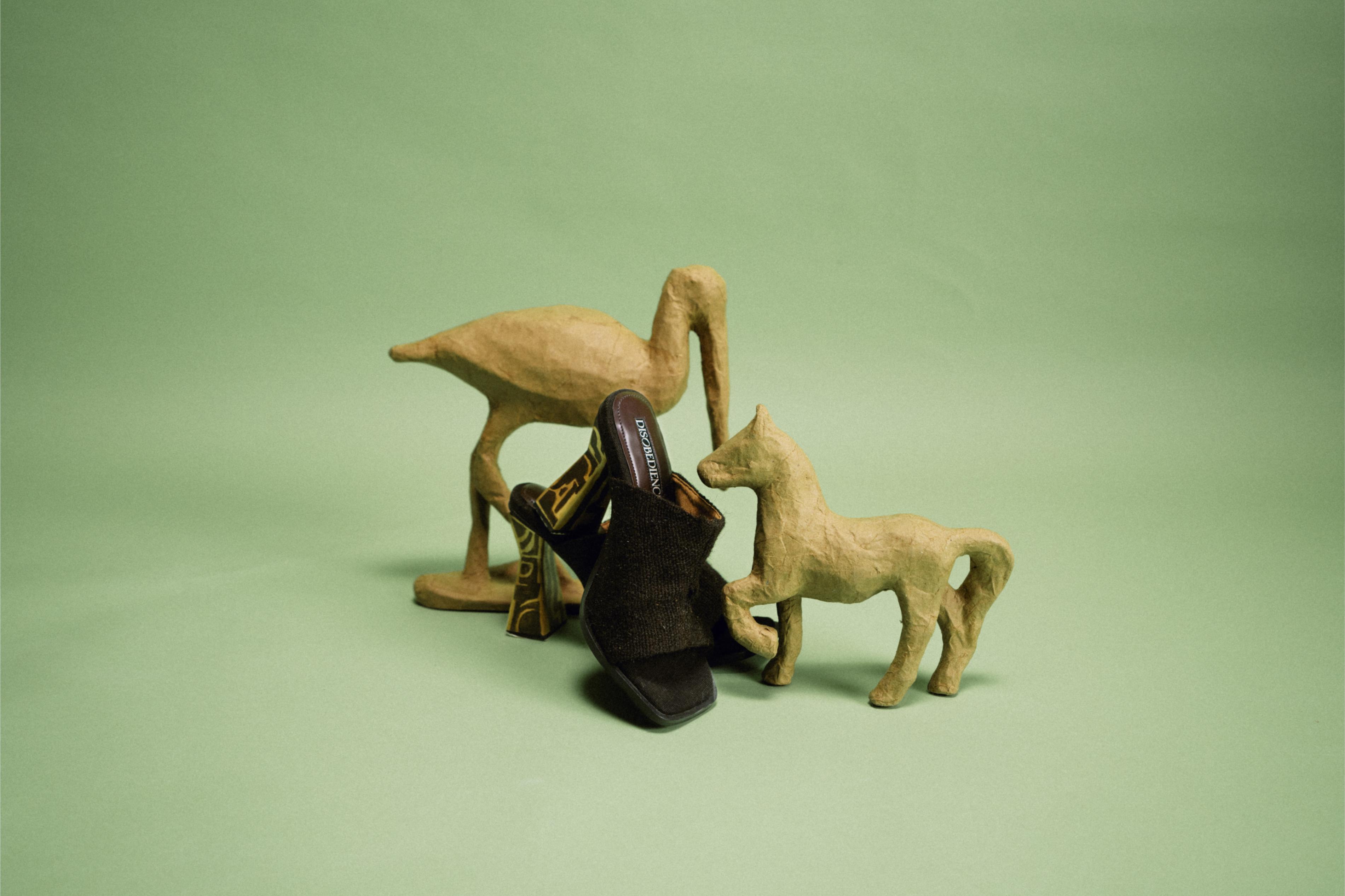 Sculptural, Open-Toe Mule with Handpainted  Heel