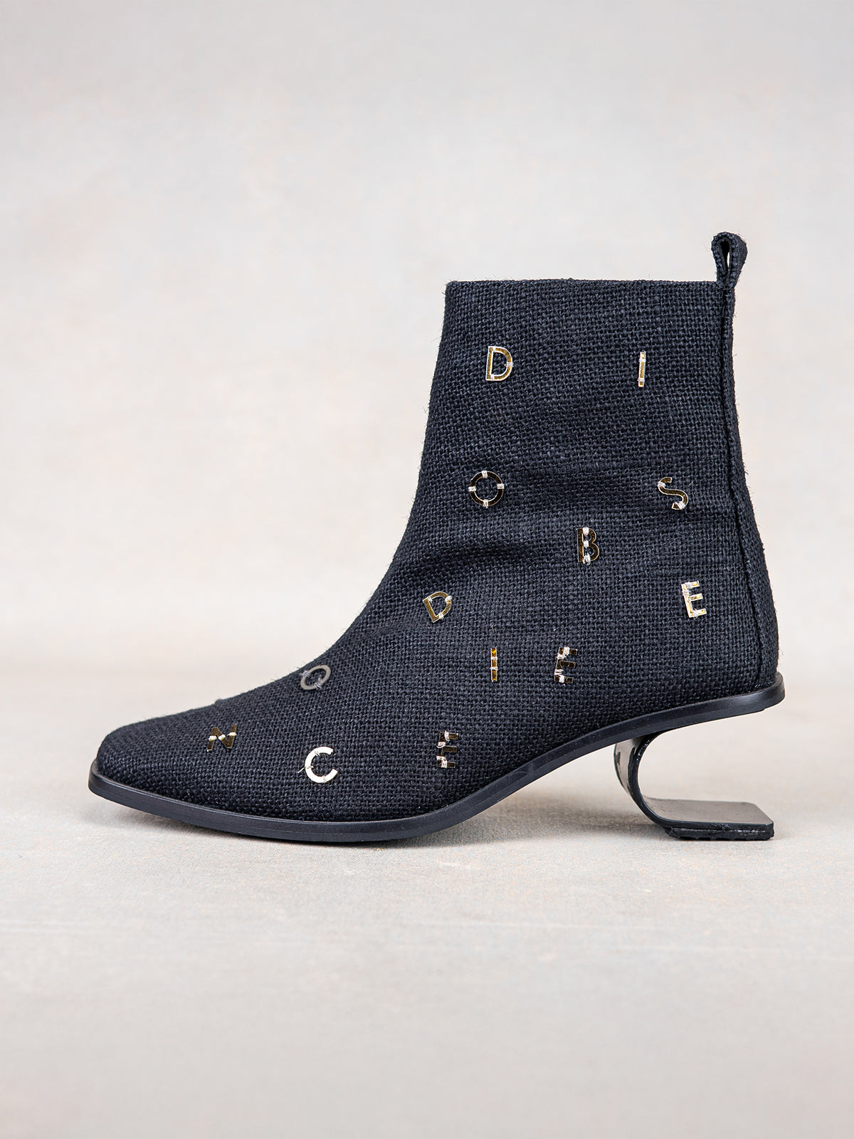 Black Humble Jute and Stainless Steel Ankle Boots