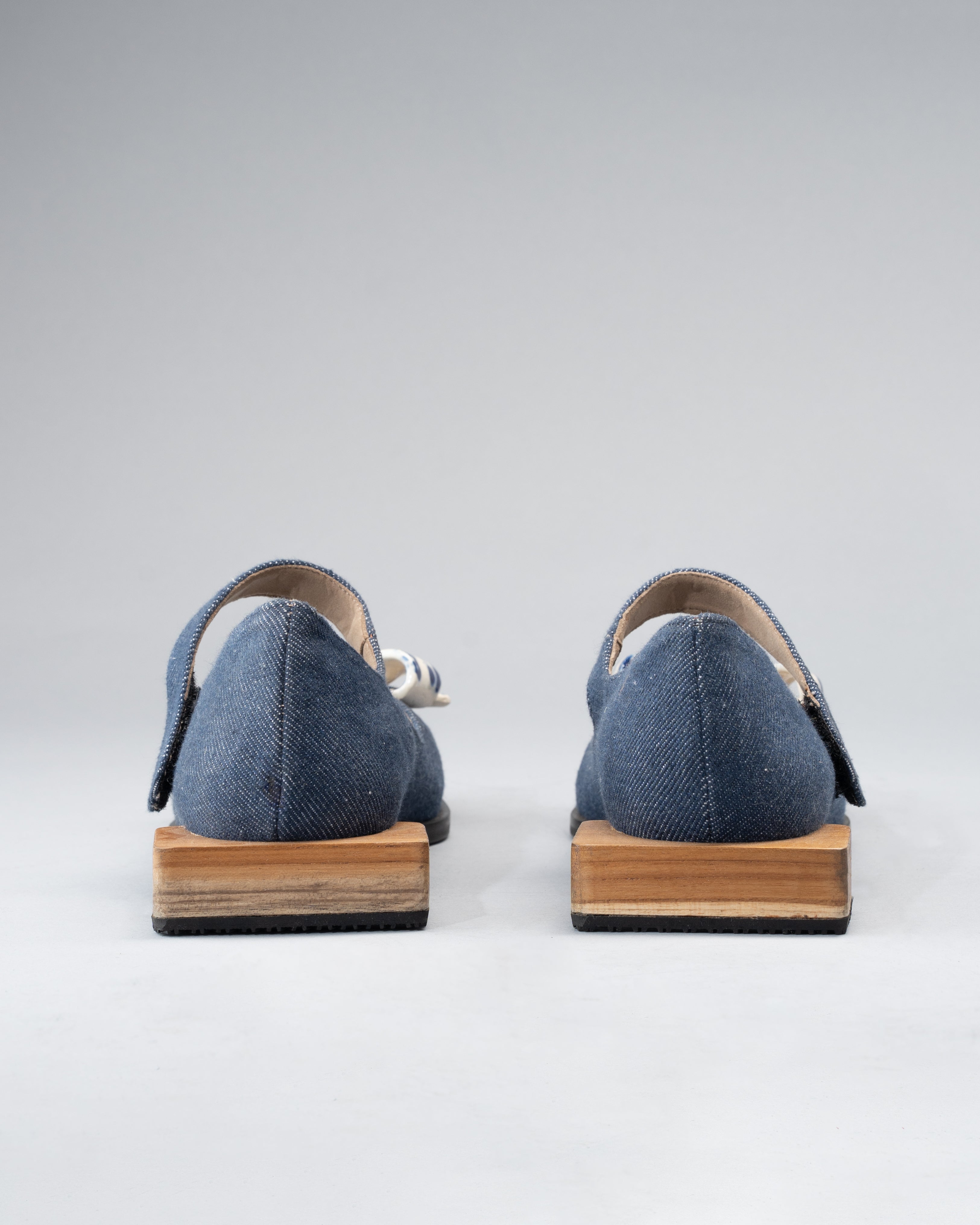 Handwoven Denim Shoe Crafted from Recycled Cotton, & Hand-Made Ceramic Bow