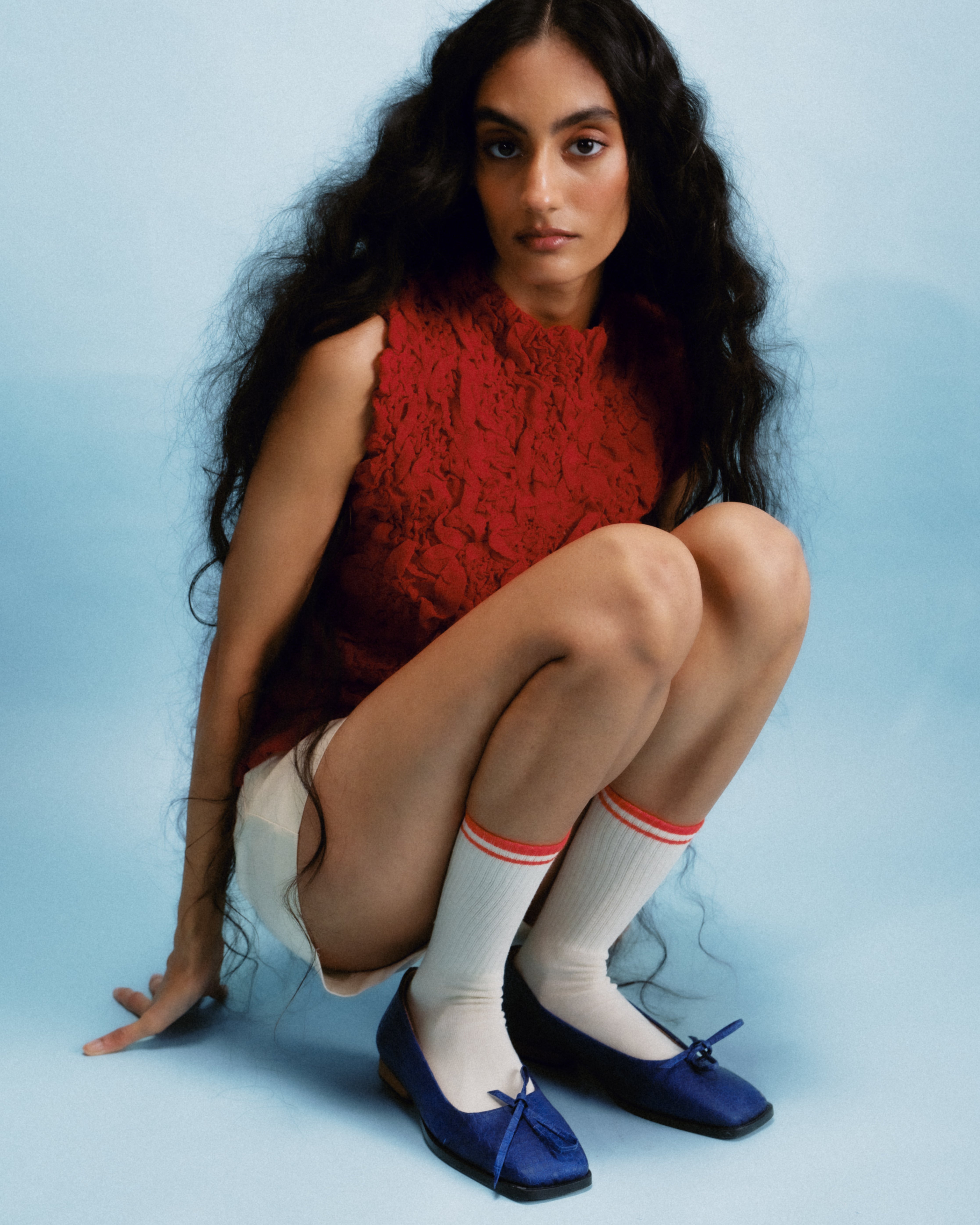 Cobalt-Blue Plant Leather with Teak Wood Box Heel