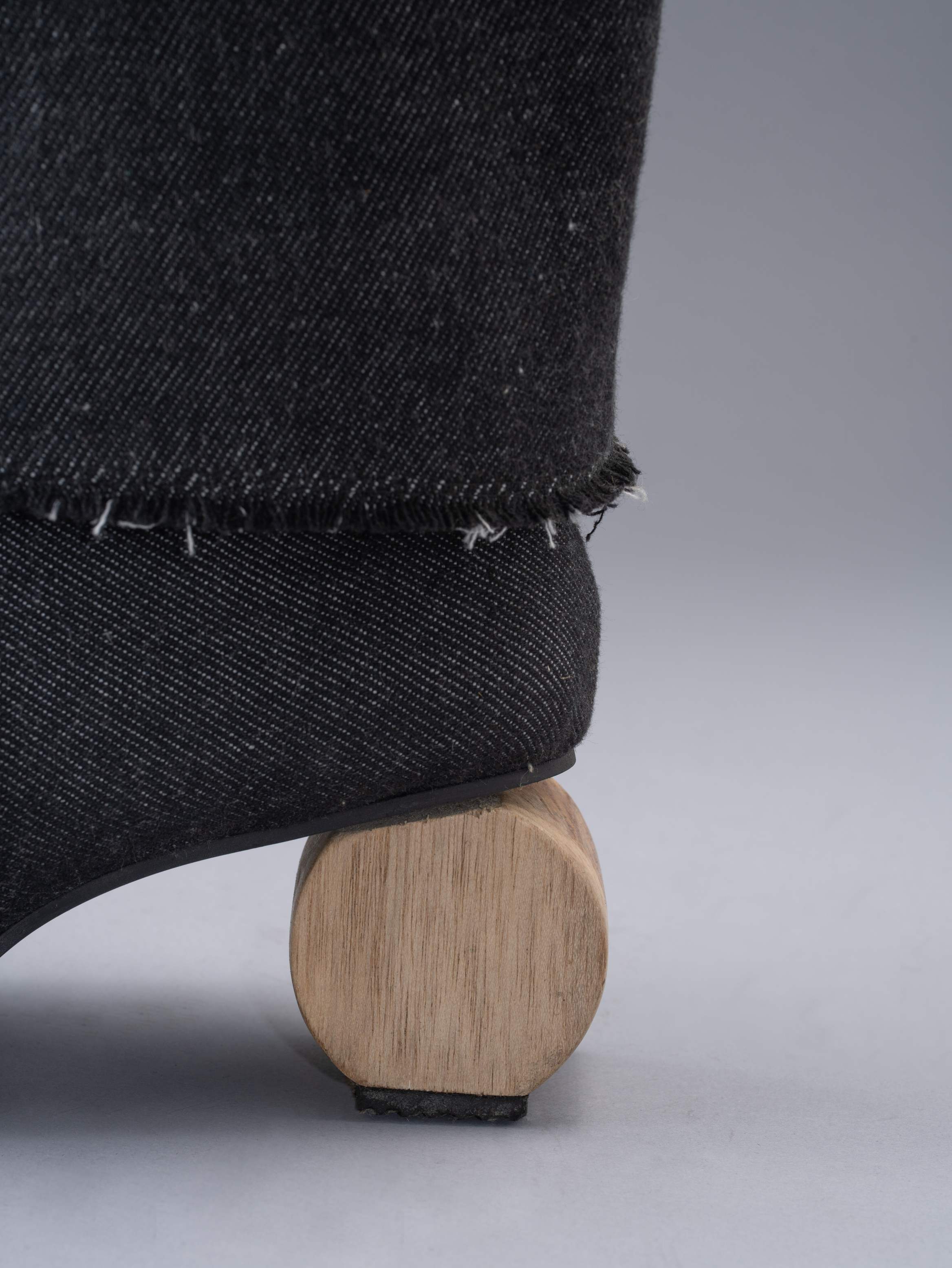 Smoky Black -Handwoven Denim Double Folded Long Boot
